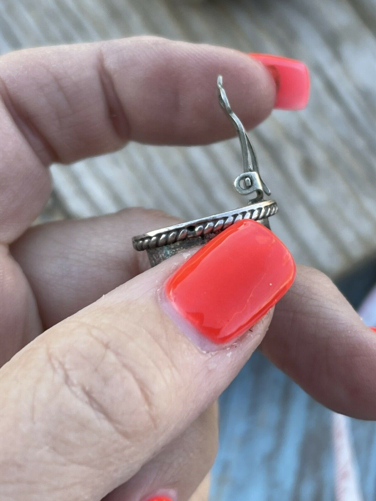 Handcrafted Vintage Sterling Silver Black Onyx Oval Clip On Earrings Signed