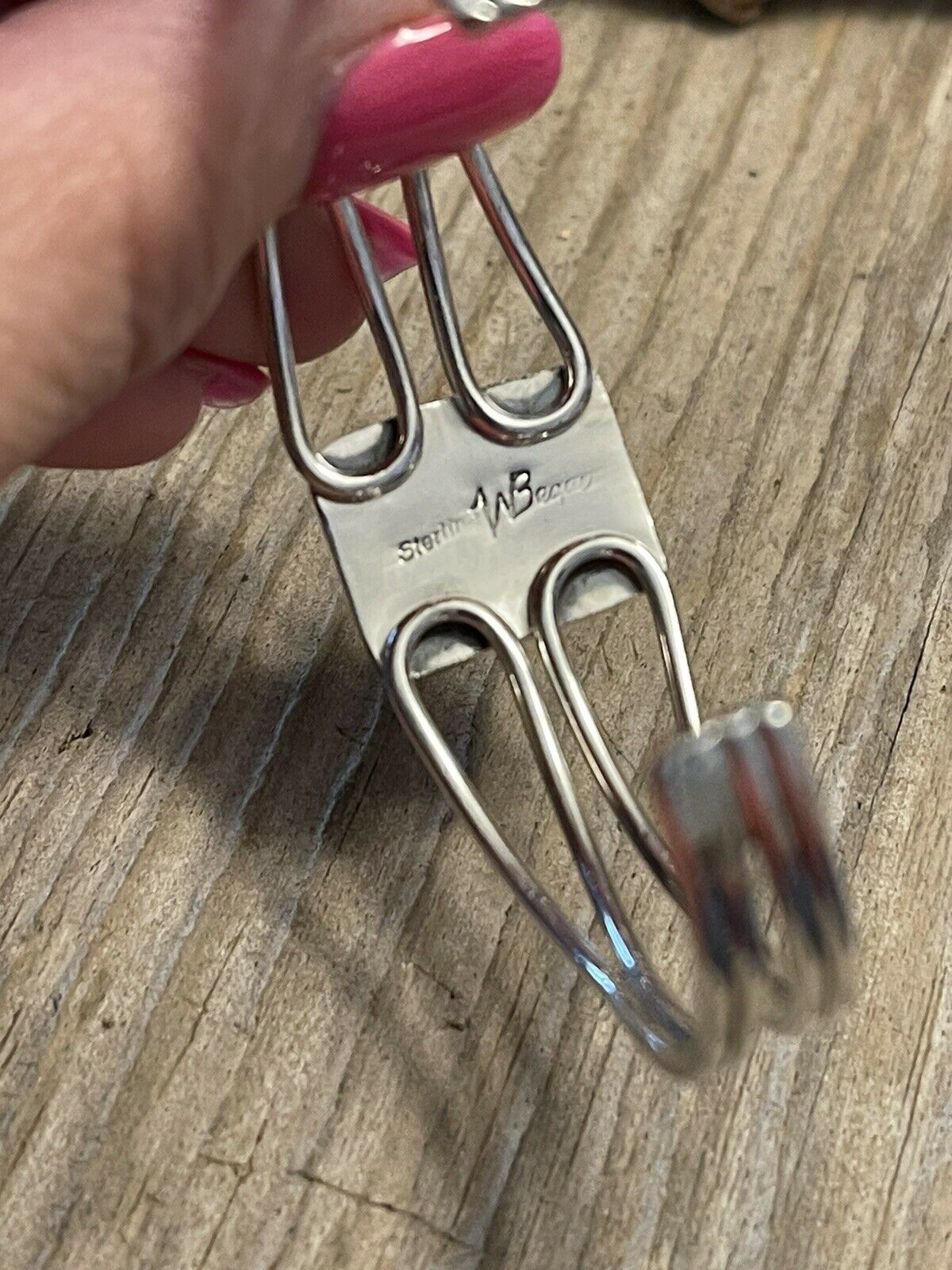 Handcrafted Spiny Sterling Silver Bracelet Loop Cuff Stamped Begay