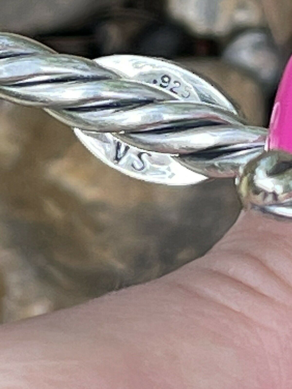 Handcrafted Sterling Sonoran Mountain Turquoise Rope Style Bracelet Cuff