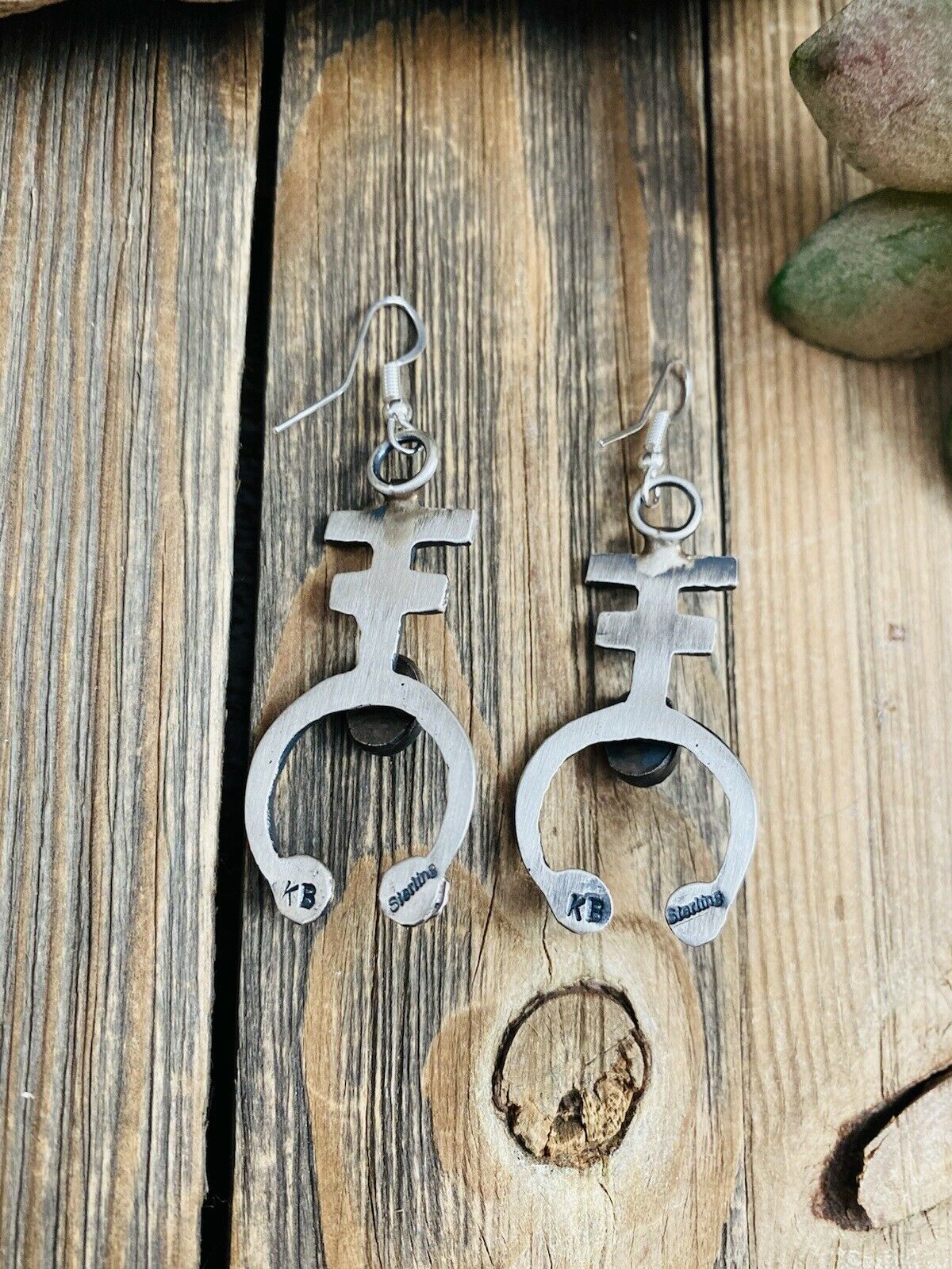 Handcrafted Turquoise & Sterling Silver Naja Cross Dangle Earrings By Kevin Billah