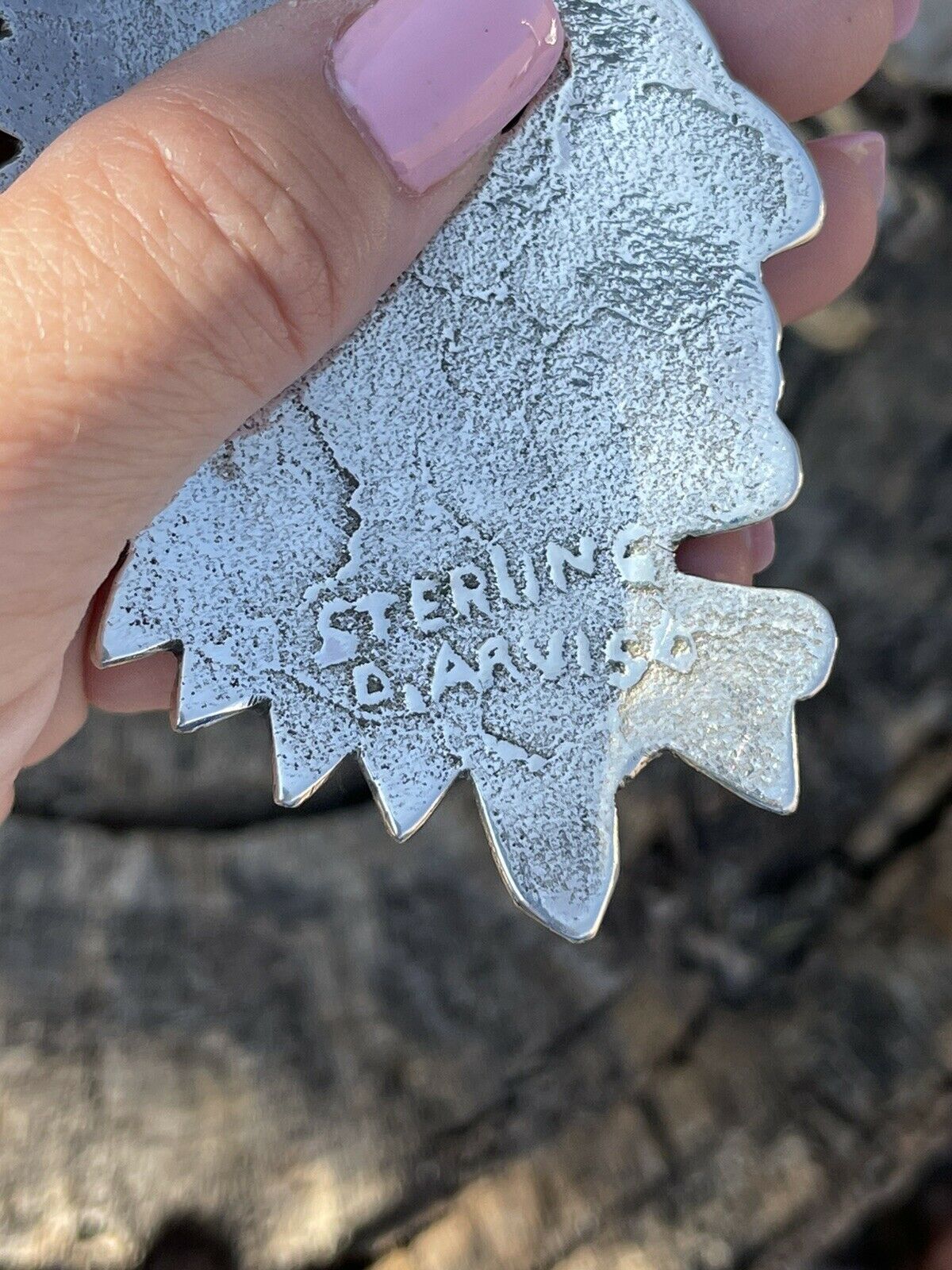 Handcrafted Sterling Silver & Kingman Turquoise Indian Chief Sand Cast Pendant Sign