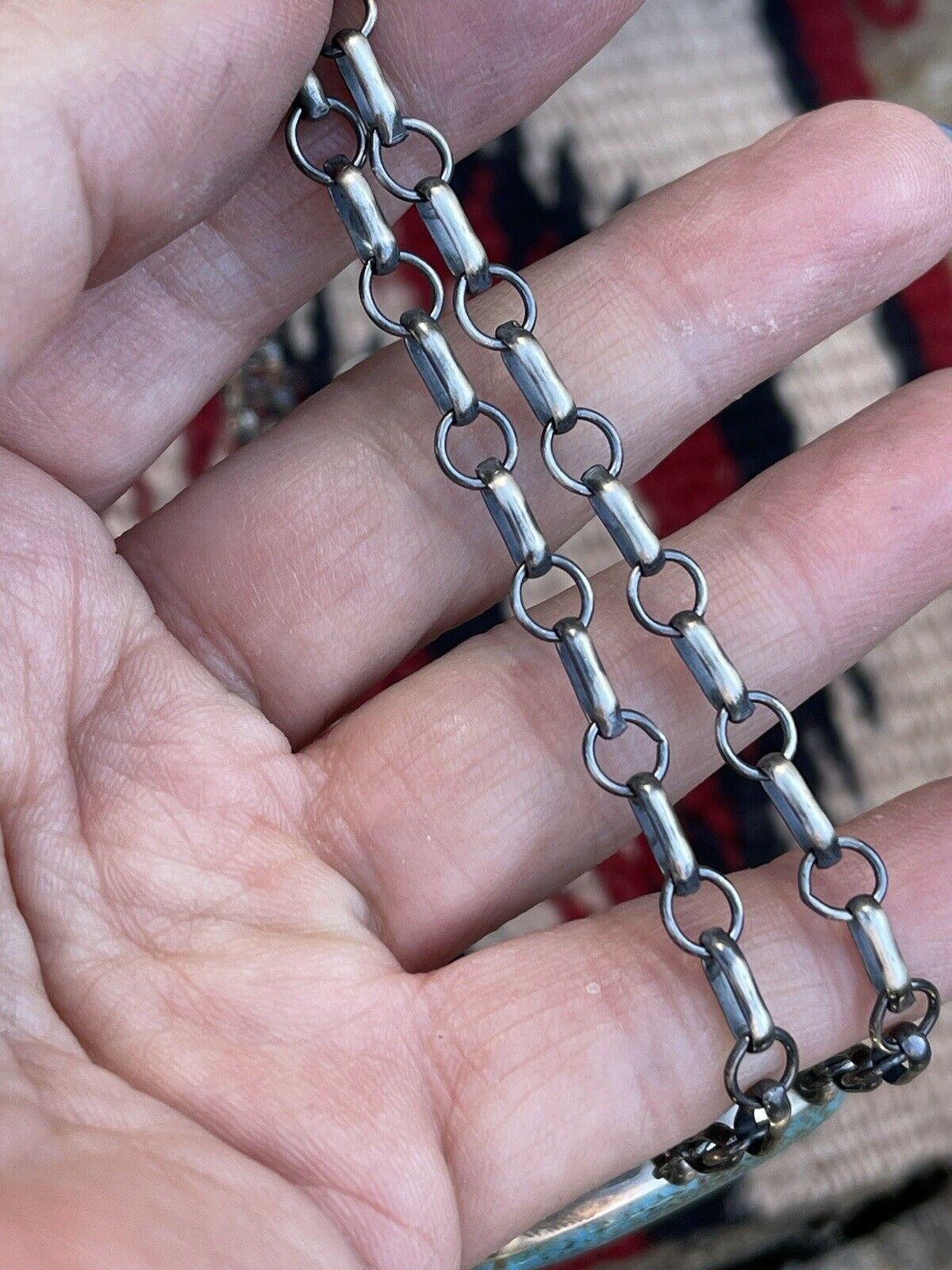 Handcrafted Sterling Silver & Royston Turquoise Stone Southwest Necklace Signed