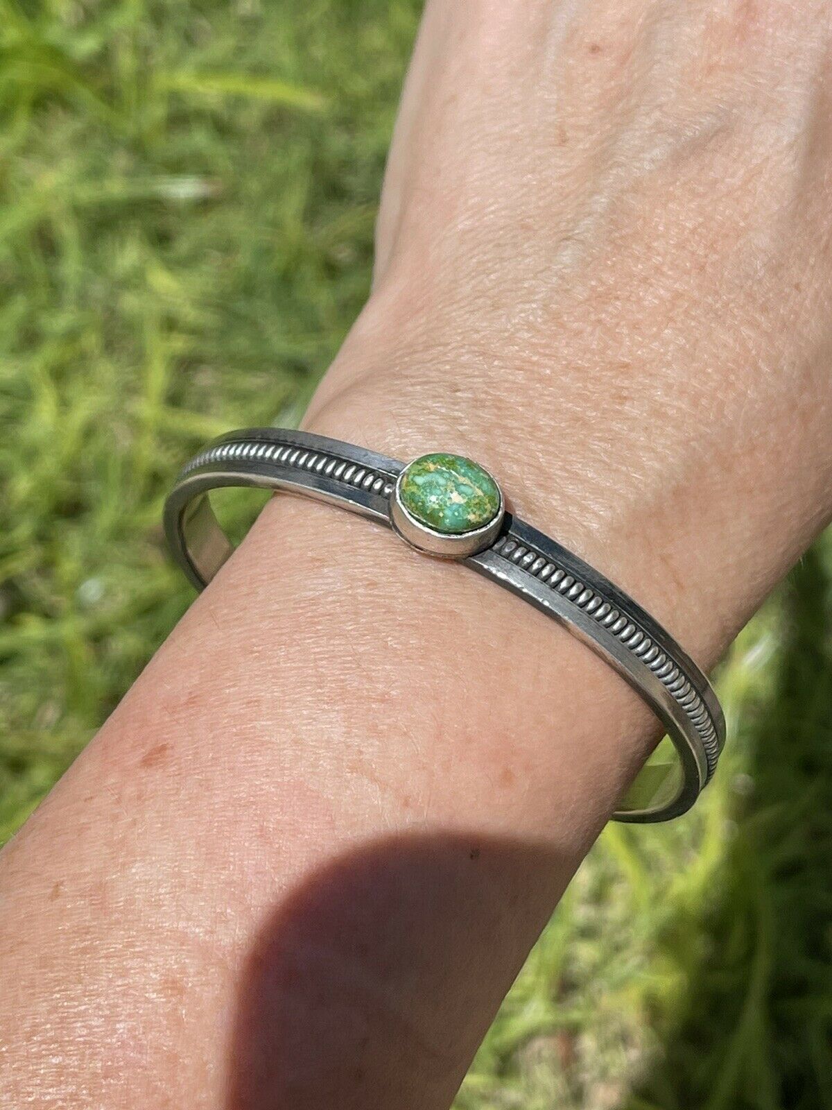 Handcrafted Sonoran Gold Turquoise & Sterling Silver Elegant Cuff Bracelet