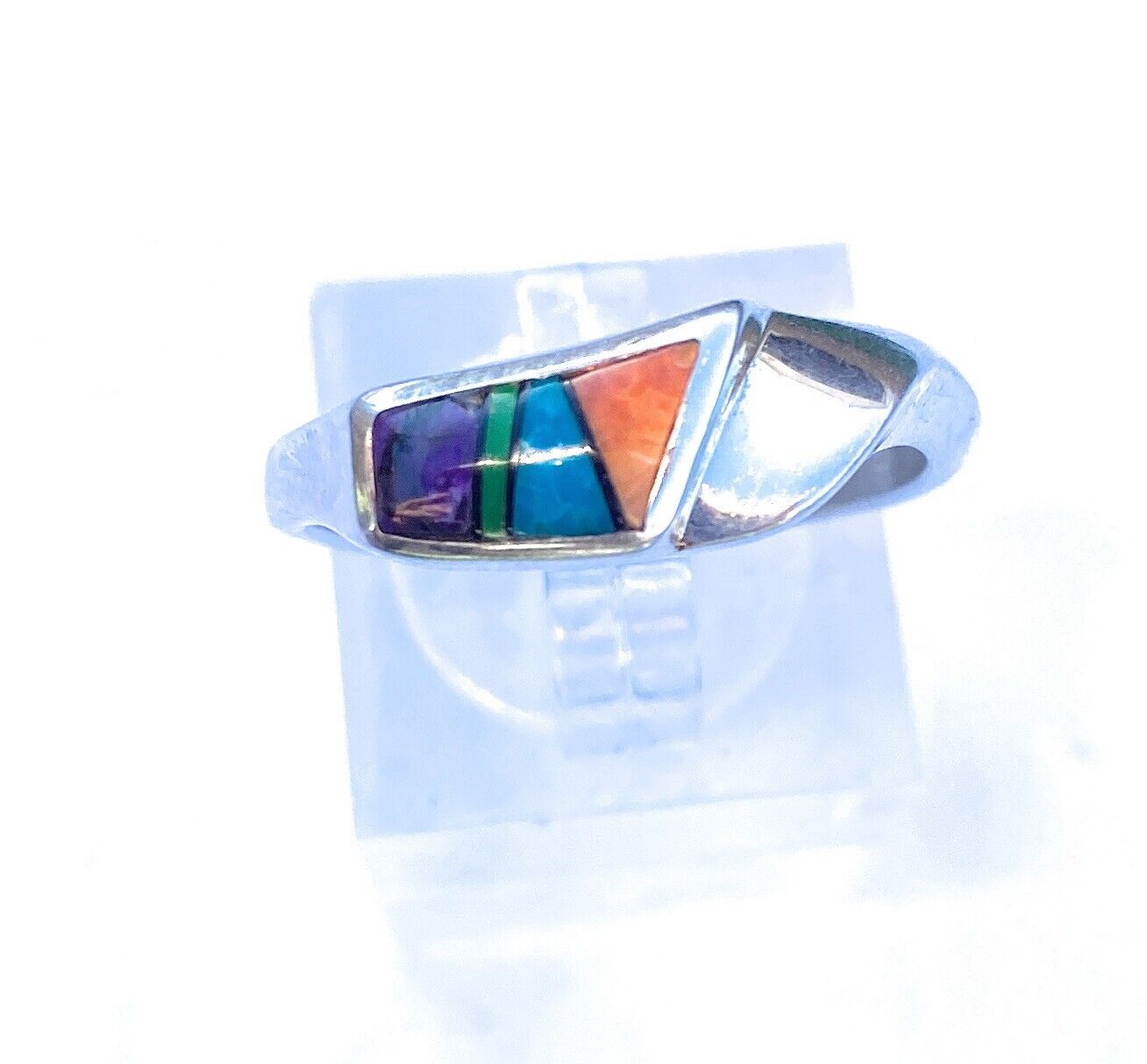 Handcrafted Multi Stone & Sterling Silver Inlay Ring