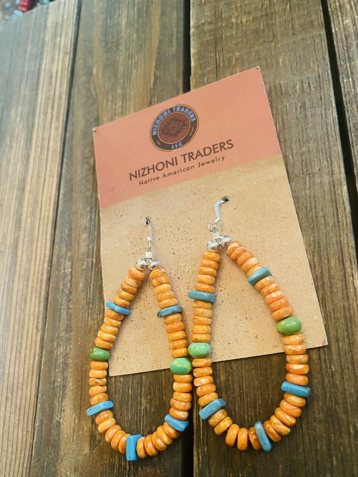 Handcrafted Spiny, Turquoise, Gaspeite And Sterling Silver Beaded Dangle Earrings