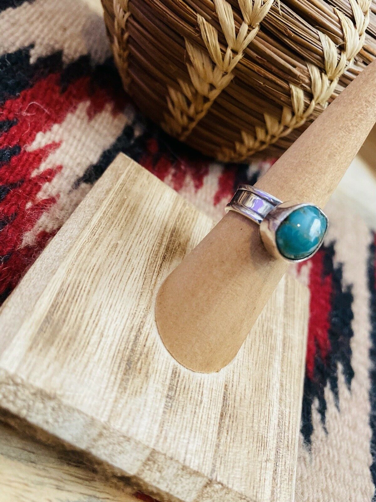 Handcrafted Turquoise & Sterling Silver Ring Size 5.25