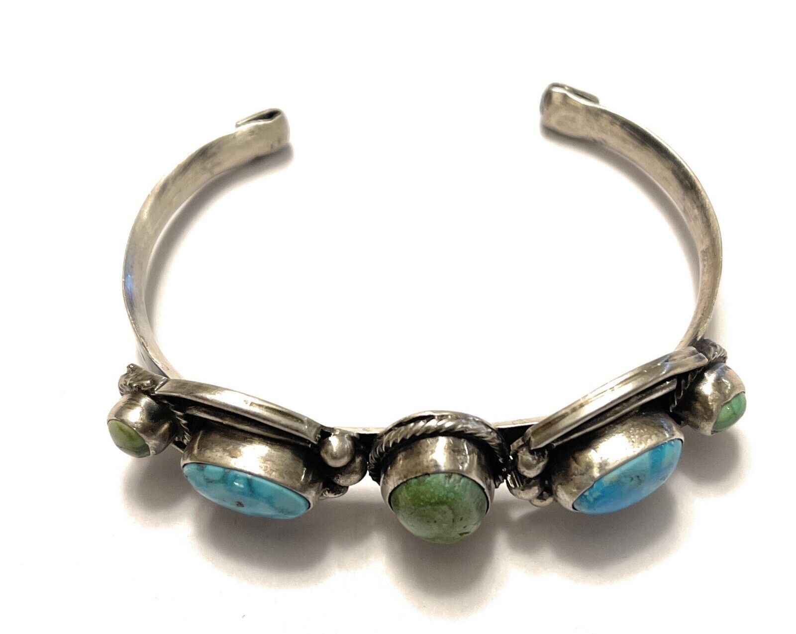 Navajo Sterling Sonoran Gold & Golden Hills Turquoise Cuff Bracelet Signed /