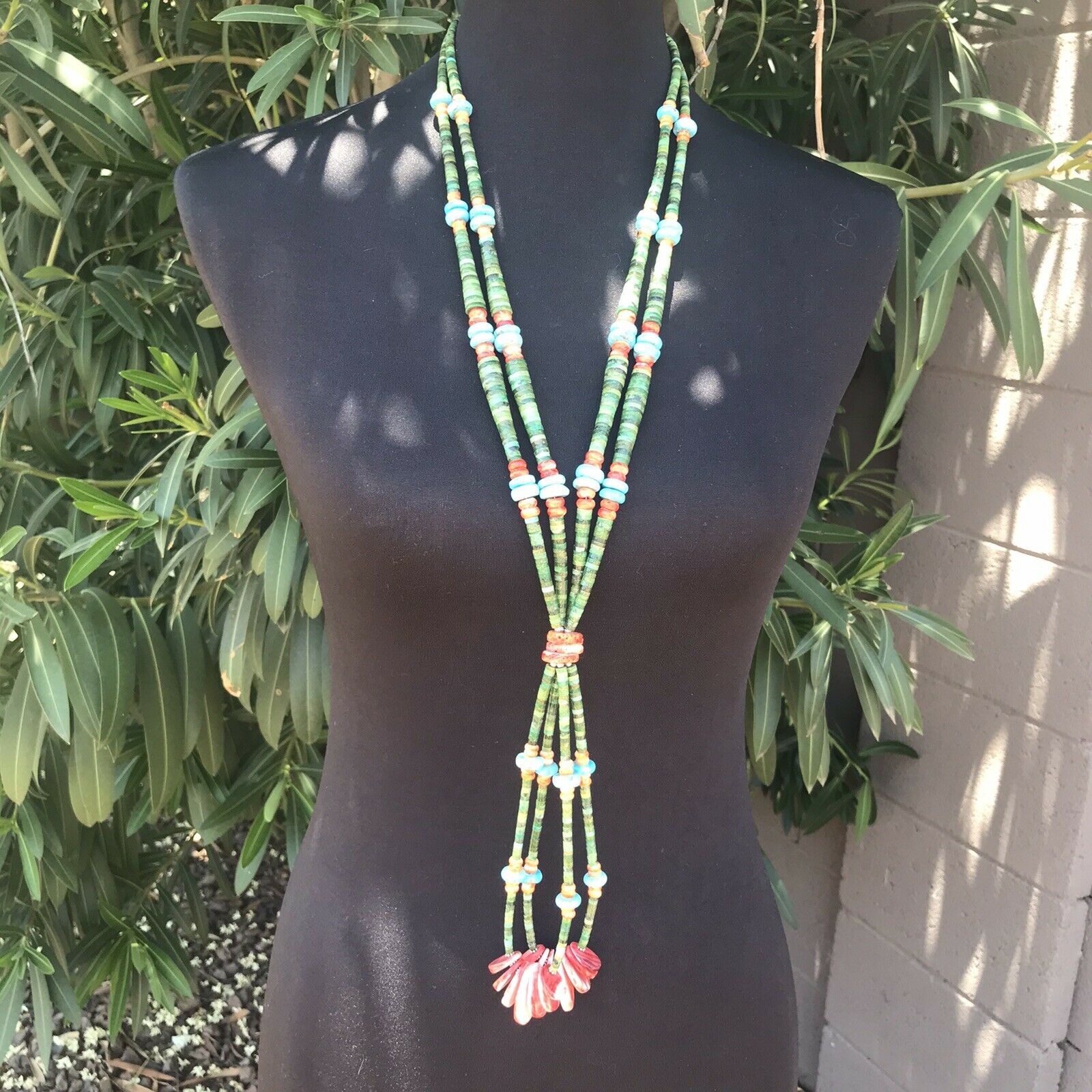 Handcrafted Sterling Multi Stone Heishi Jacla Necklace