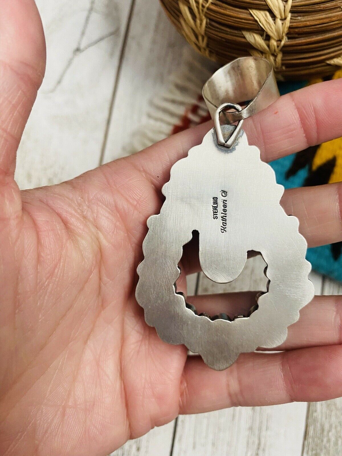 Handcrafted Sterling Silver & Sonoran Mountain Turquoise Pendant By Kathleen Chavez