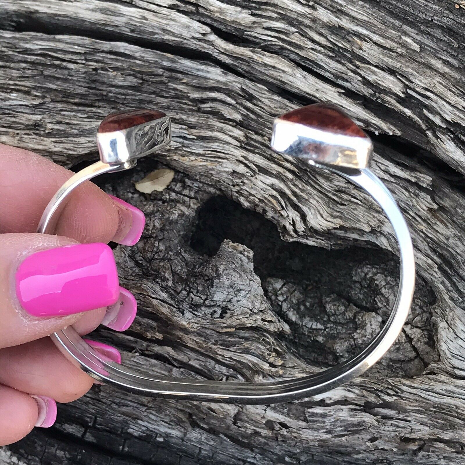 Navajo Spiny Oyster & Sterling Silver Bracelet Cuff Signed