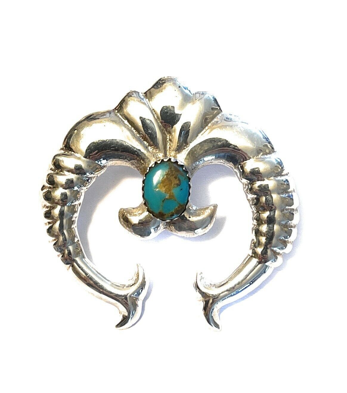 Handcrafted Sterling Silver & Turquoise Naja Pendant Signed