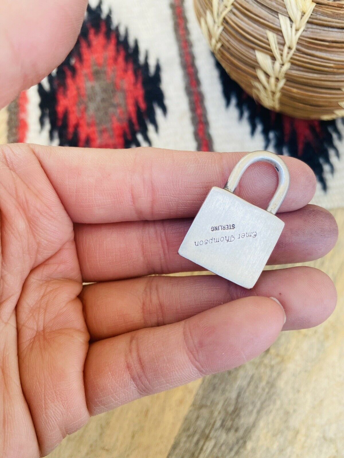 Handcrafted Turquoise & Sterling Silver Locket Pendant Signed