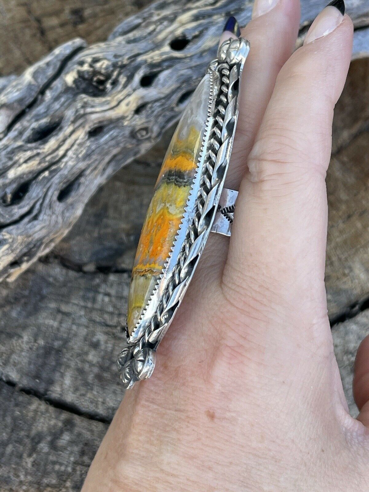 Handcrafted Sterling Silver Bumblebee Jumbo Ring Sz 8.5