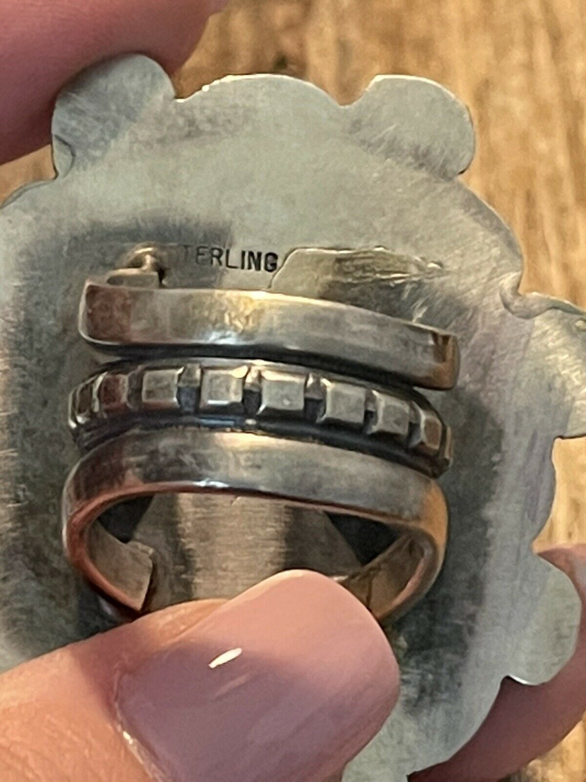 Handcrafted Stunning Natural Royston Turquoise & Sterling Ring Size 7.