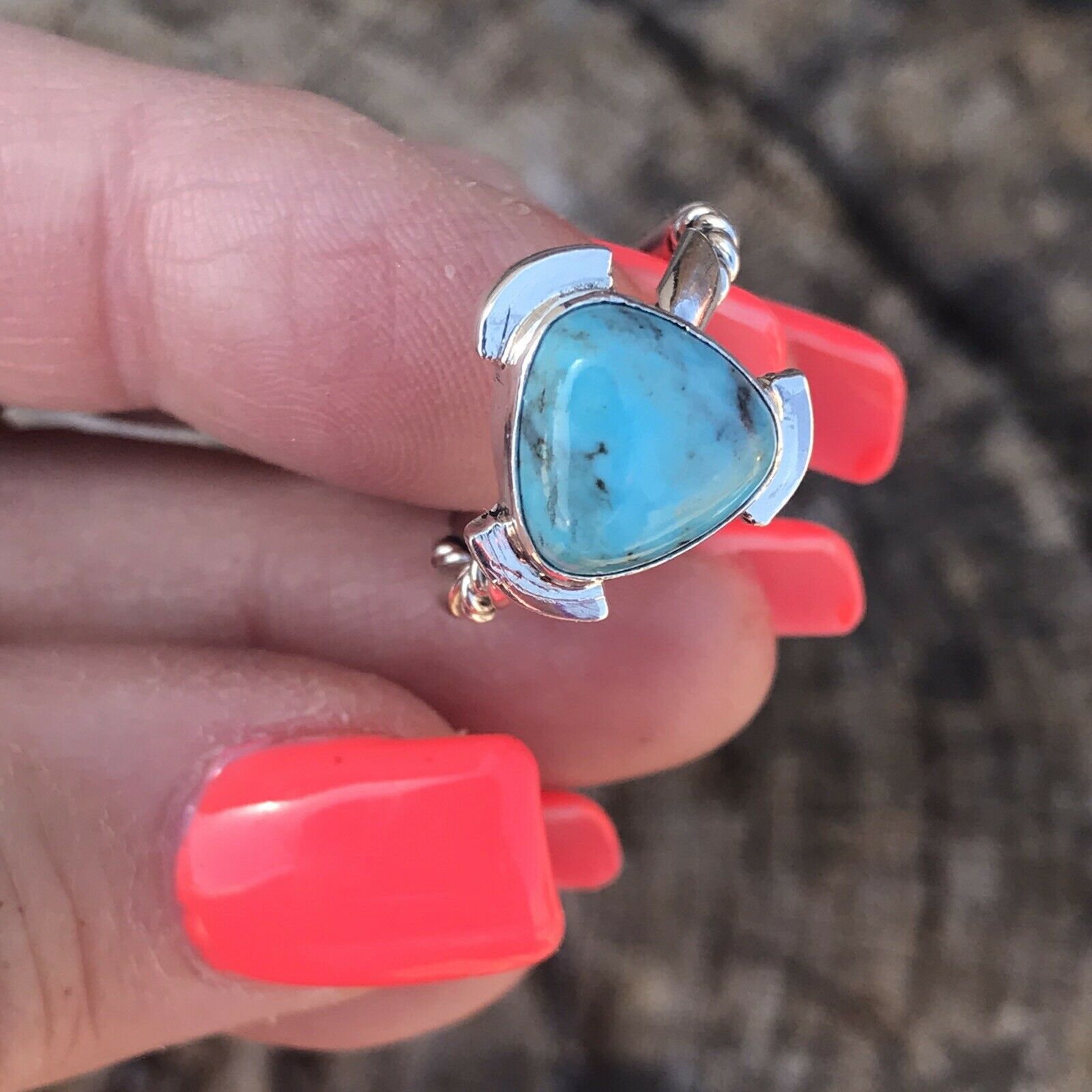 Handcrafted Sterling Silver Turquoise Triangle Ring