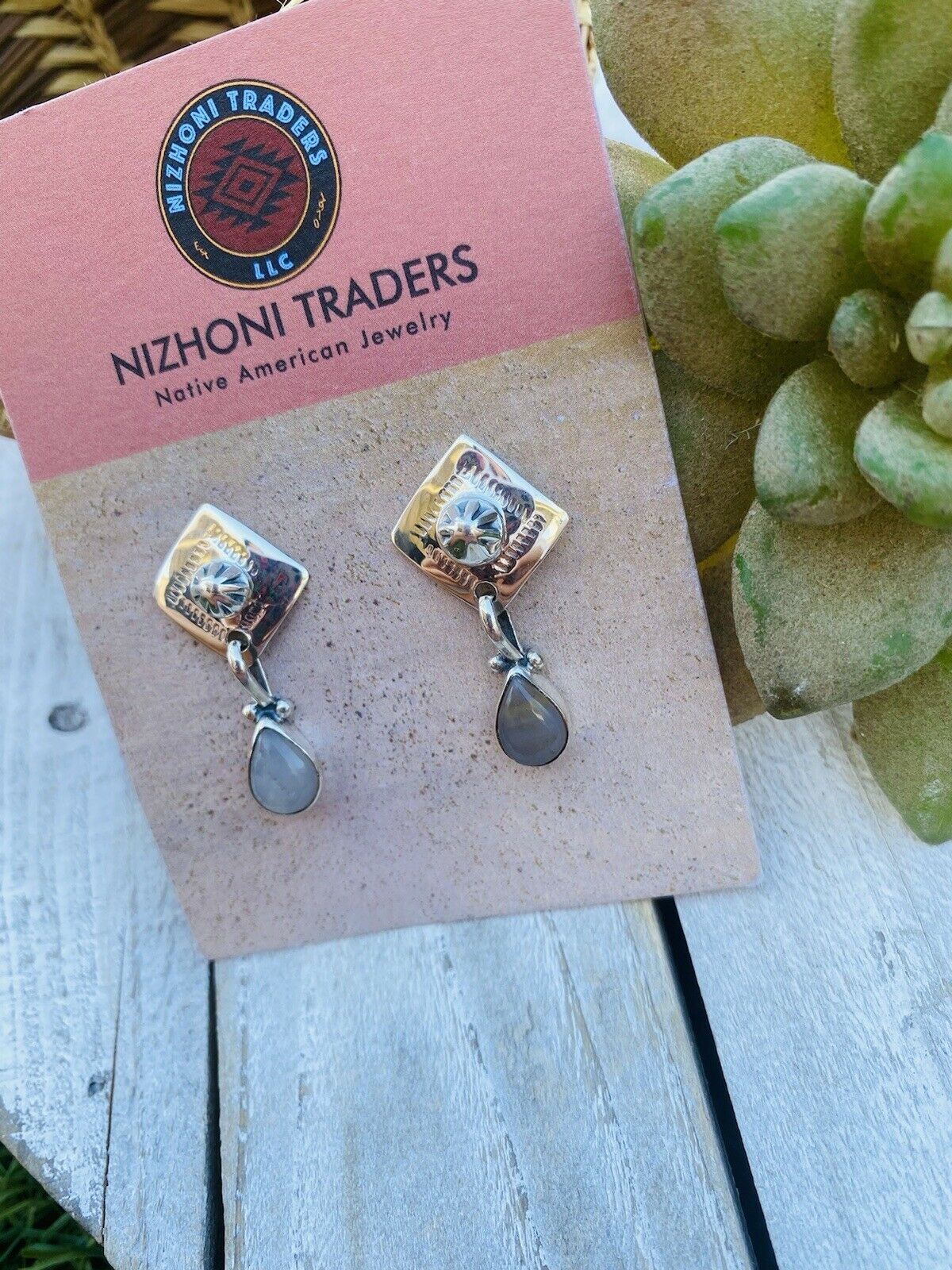 Sterling Silver & Rhodochrosite Stone Dangle Earrings