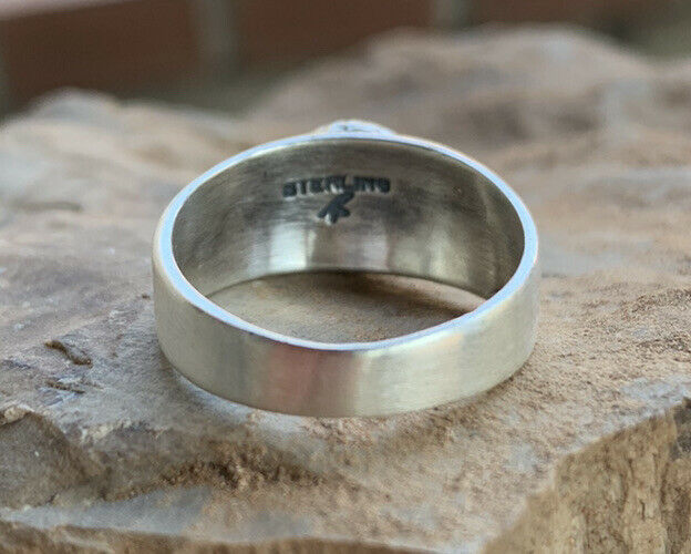 Handcrafted Turquoise & Stamped Sterling Silver Ring