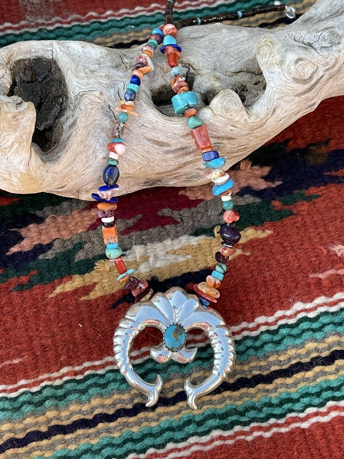 Handcrafted Sterling Silver & Turquoise Naja Pendant Signed