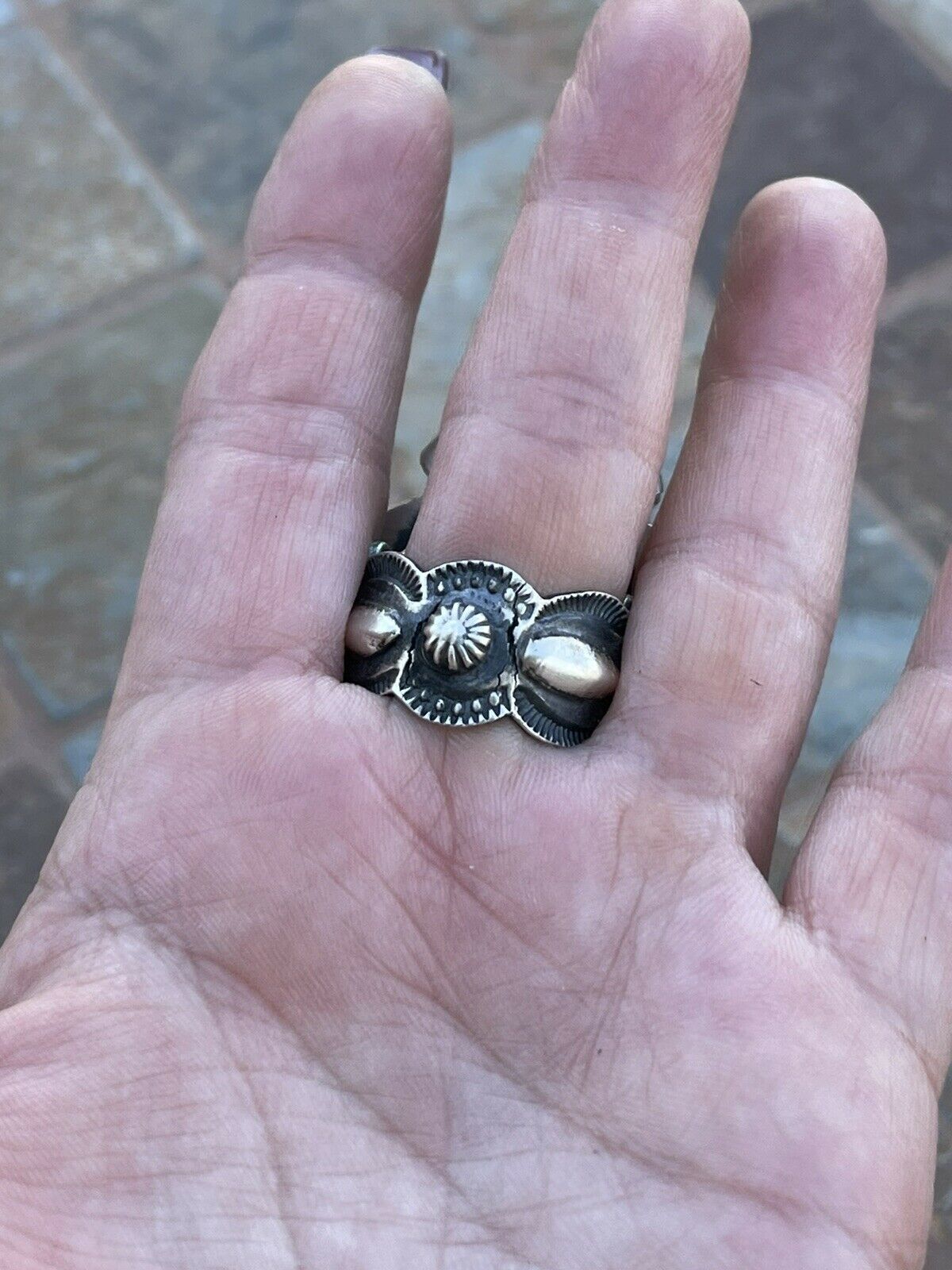 Handcrafted Sterling Silver Orange Spiny Heart & Turquoise Ring Sz 8