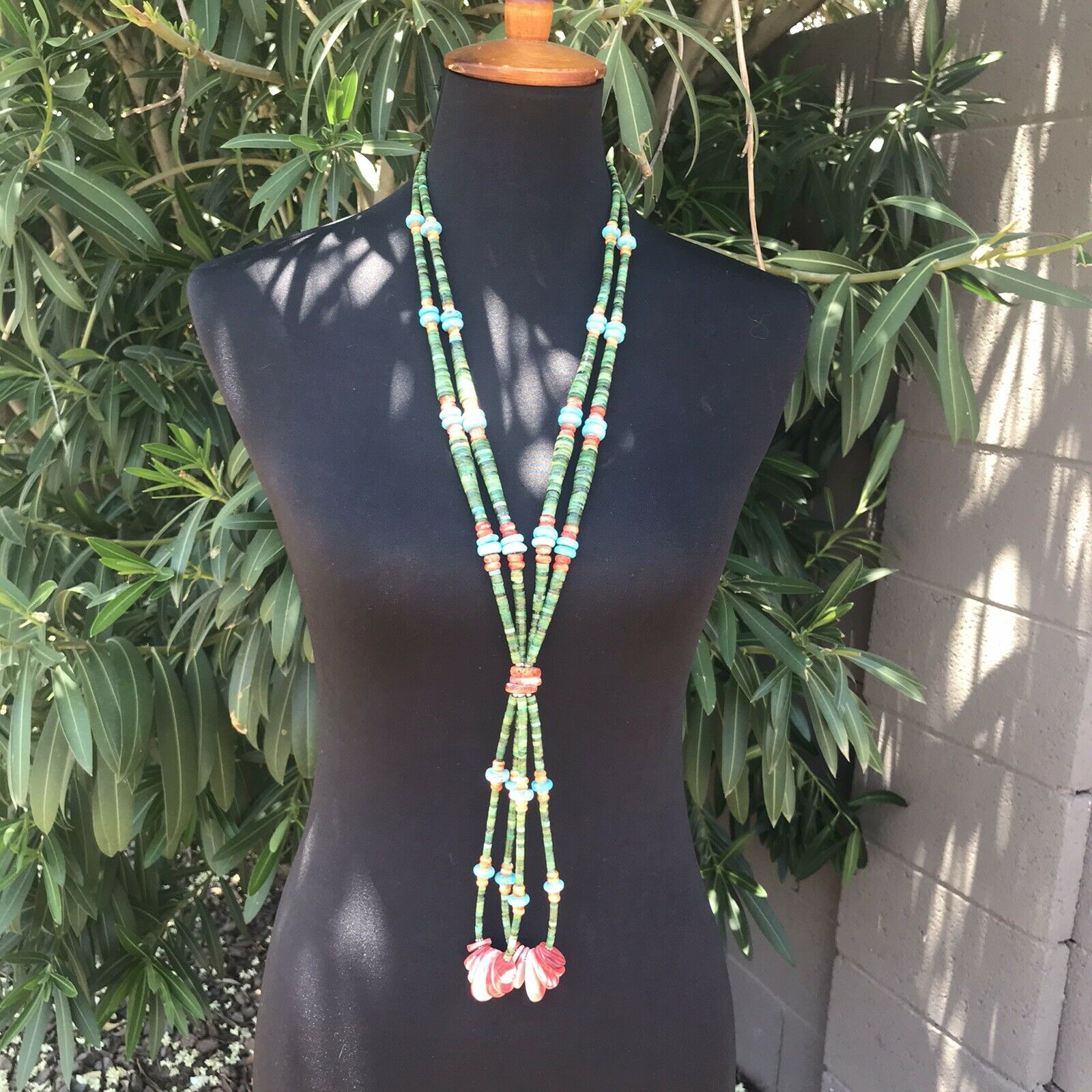 Handcrafted Sterling Multi Stone Heishi Jacla Necklace