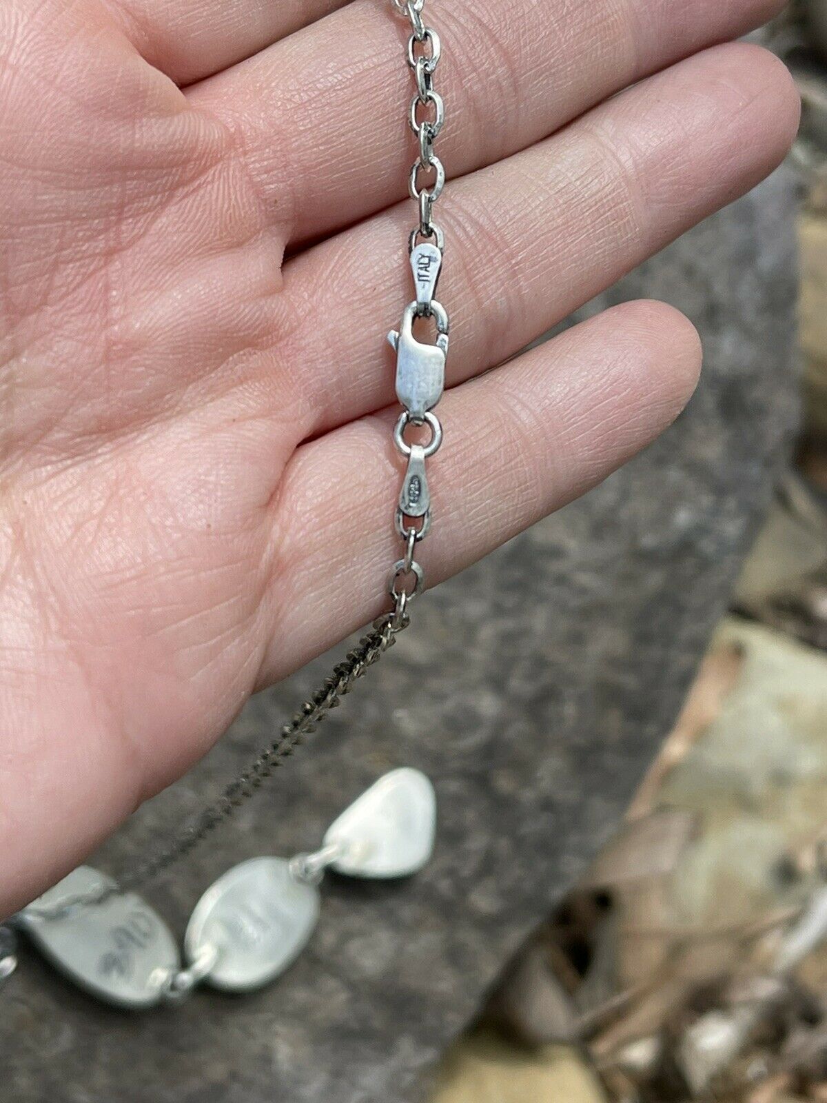 Handcrafted Spiny and Sterling 5 Stone Multi Shape Lariat Necklace