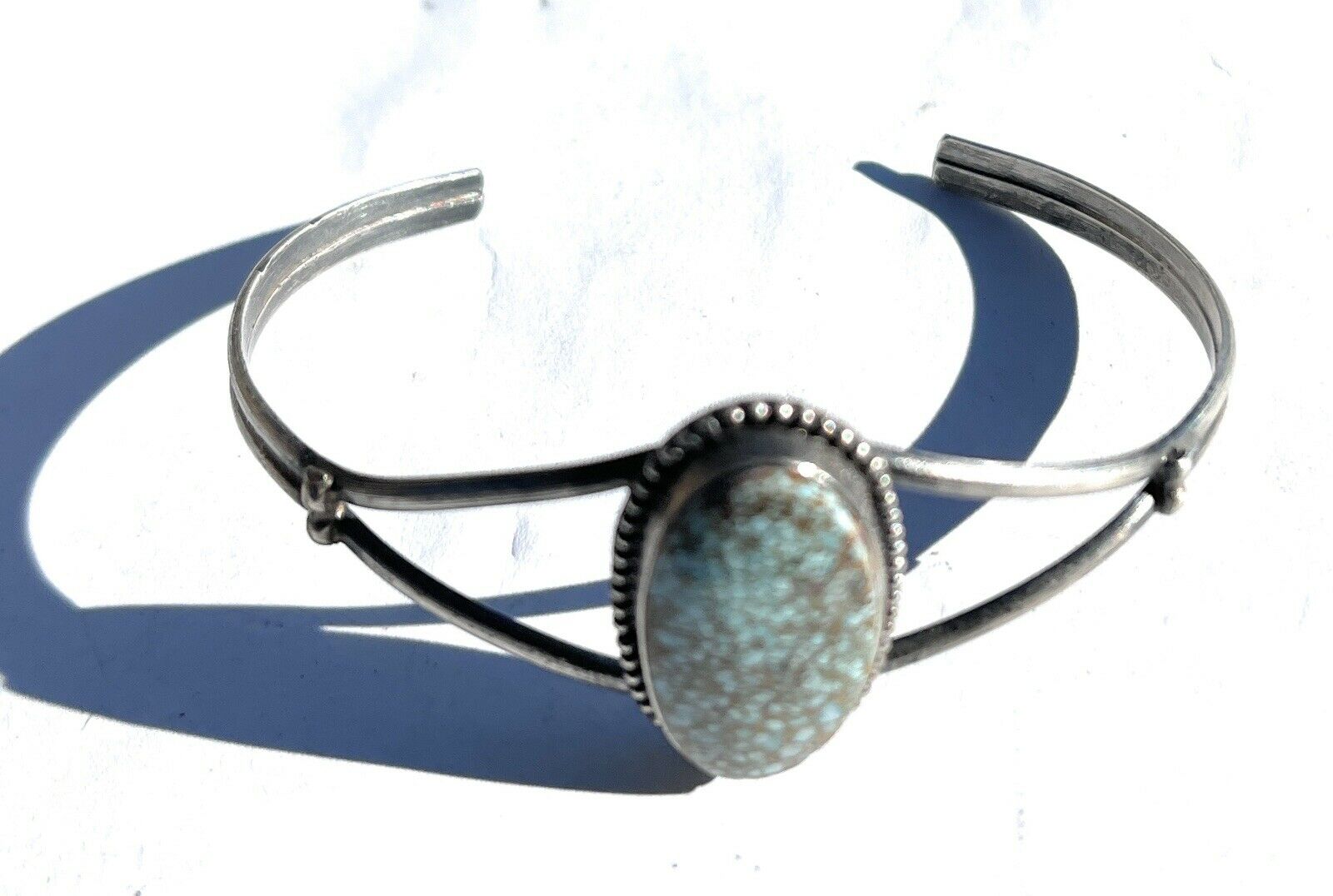 Handcrafted Sterling Silver & Number 8 Turquoise Signed Cuff Signed S.Cooke