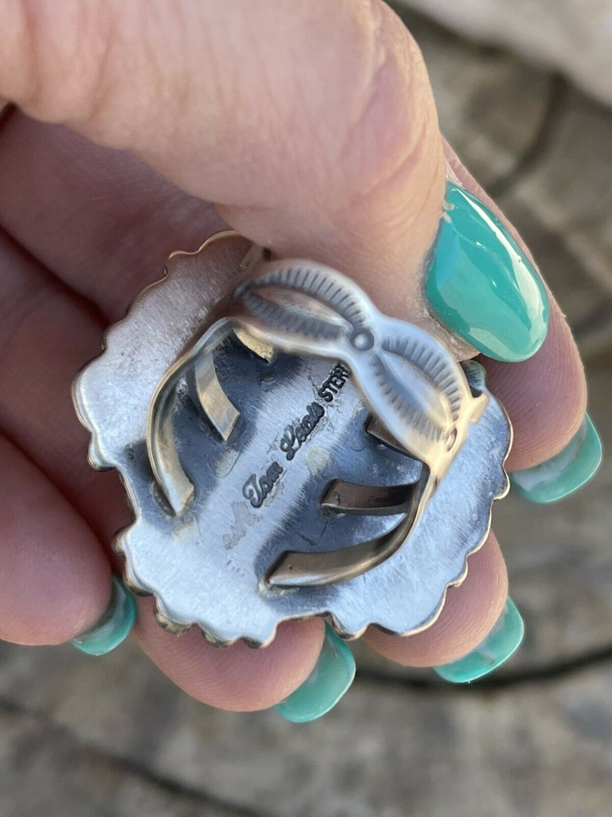 Handcrafted Sonoran Mountain Turquoise & Sterling Silver Statement Ring Size 7