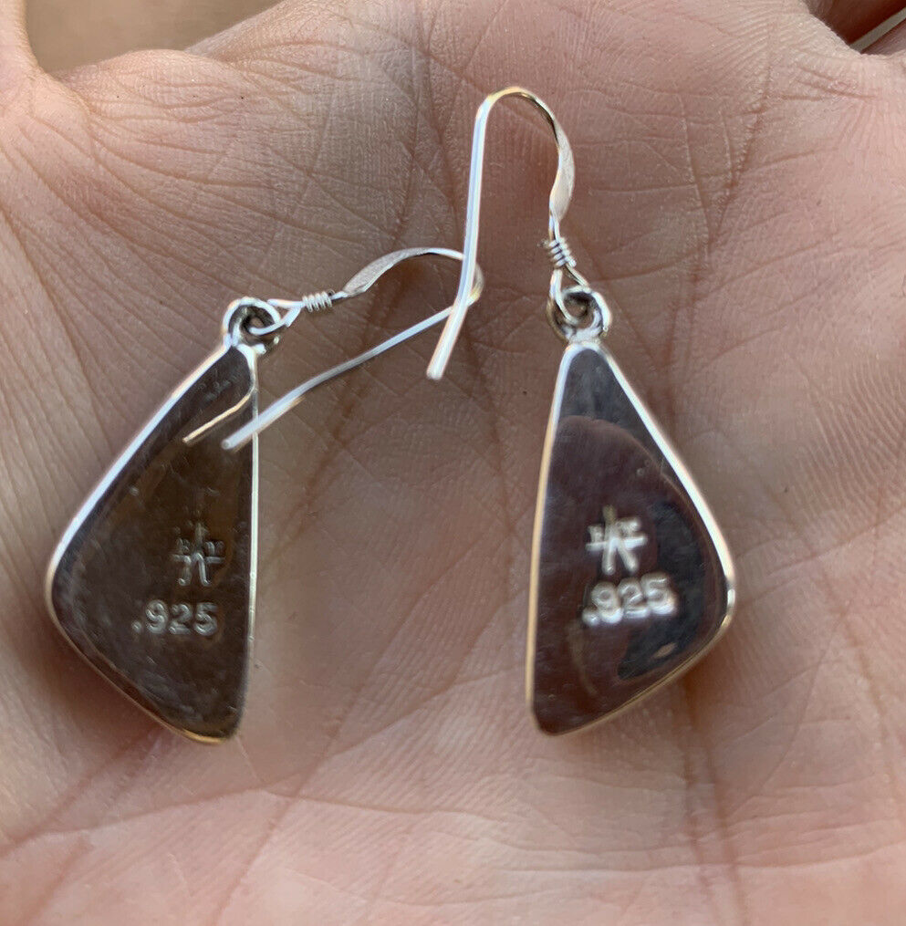 Handcrafted Pink Dream Mohave & Sterling Silver Geometric Dangle Earrings