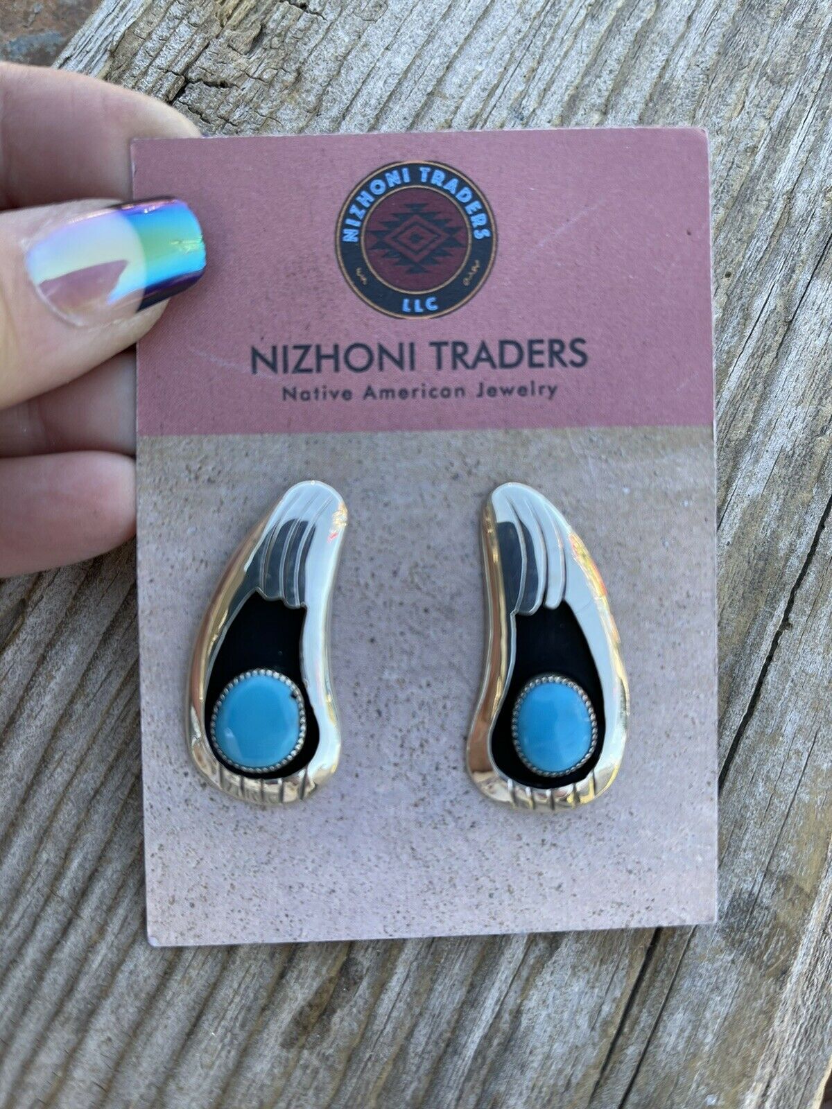 Handcrafted Turquoise And Sterling Silver Shadow Box Post Earrings