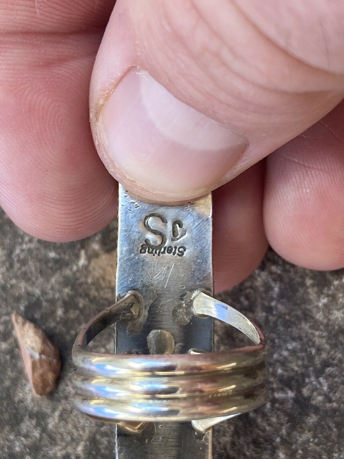 Handcrafted Spiny Oyster & Sterling Silver Ring Size 8.5 Signed