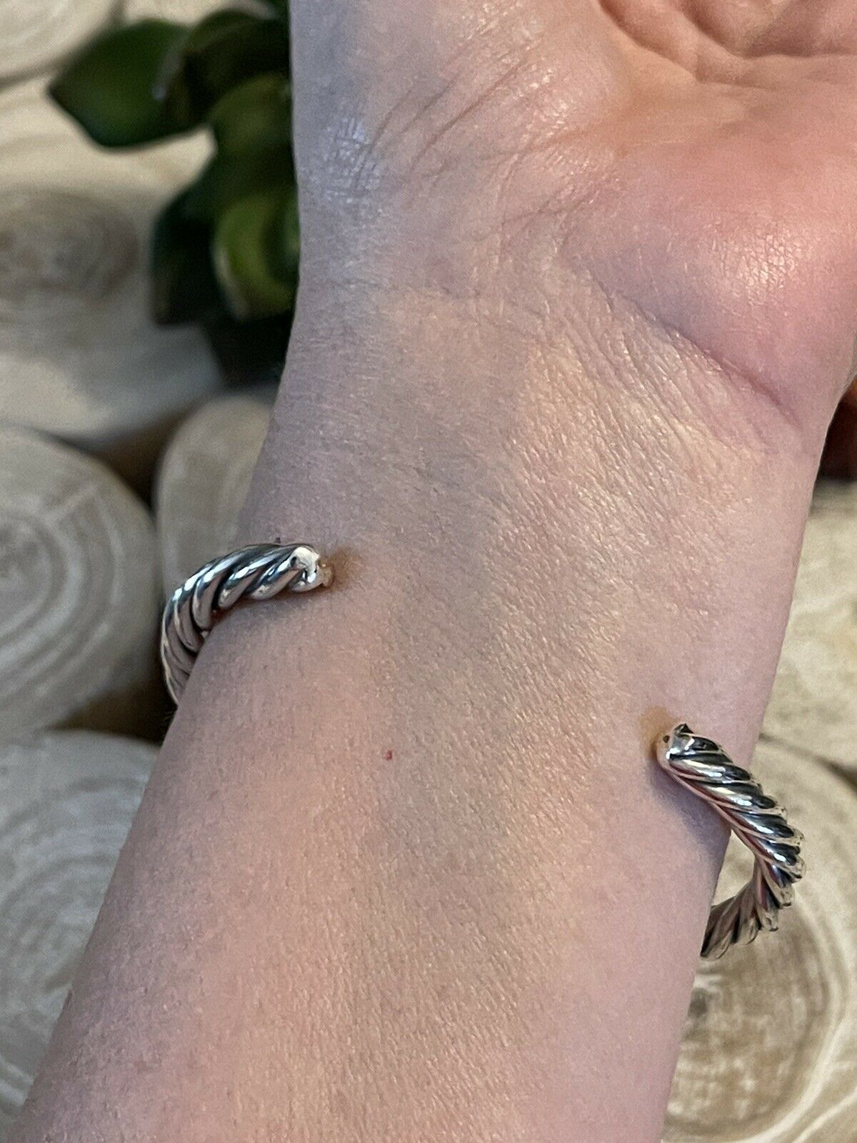 Handcrafted Sterling Sonoran Mountain Turquoise Southwest Rope Bracelet Cuff