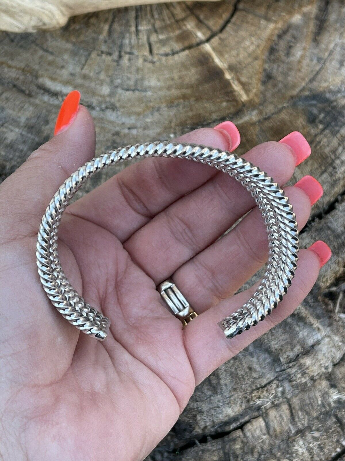 Handcrafted Rope Style 6 Line Sterling Silver Bracelet Cuff