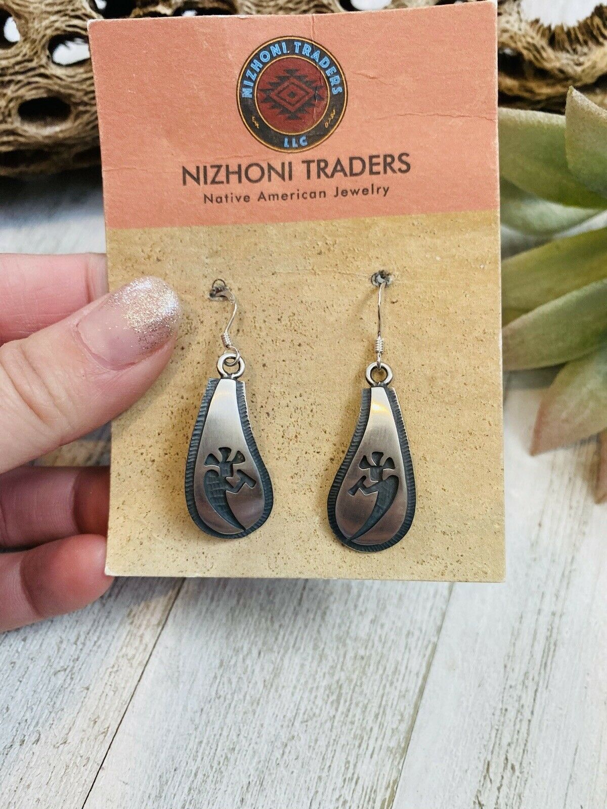 Hopi Sterling Silver Kokopelli Dangle Earrings