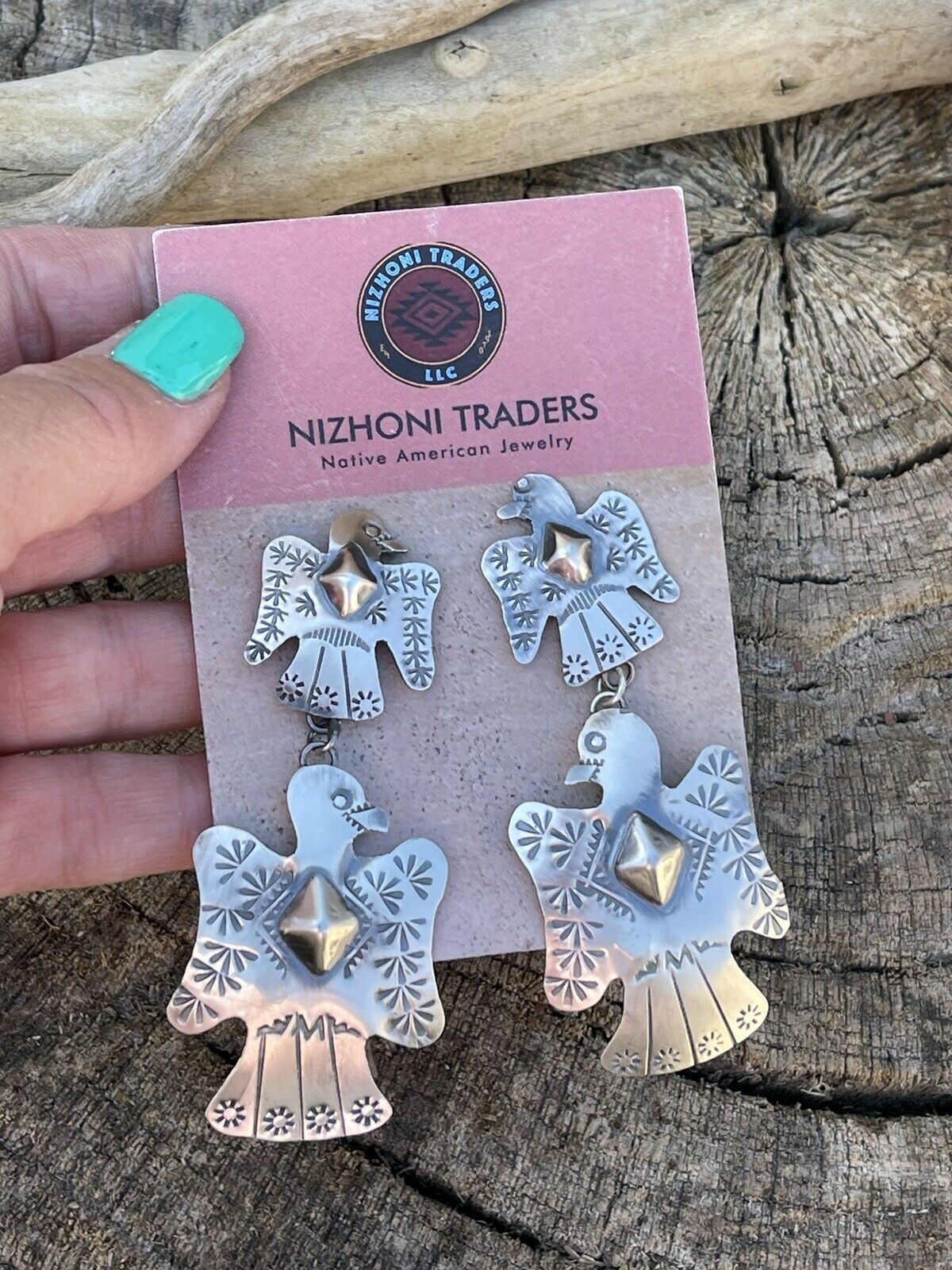 Handcrafted Sterling Silver Thunderbird Dangles by Tim Yazzie