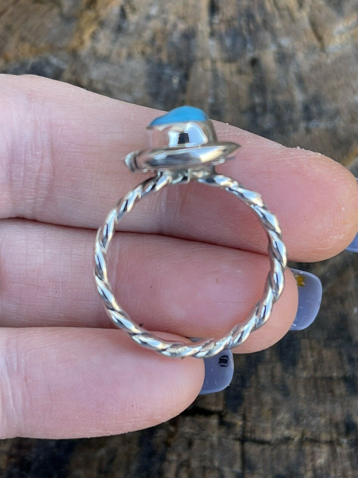 Handcrafted Sterling Silver Kingman Turquoise Rope Ring