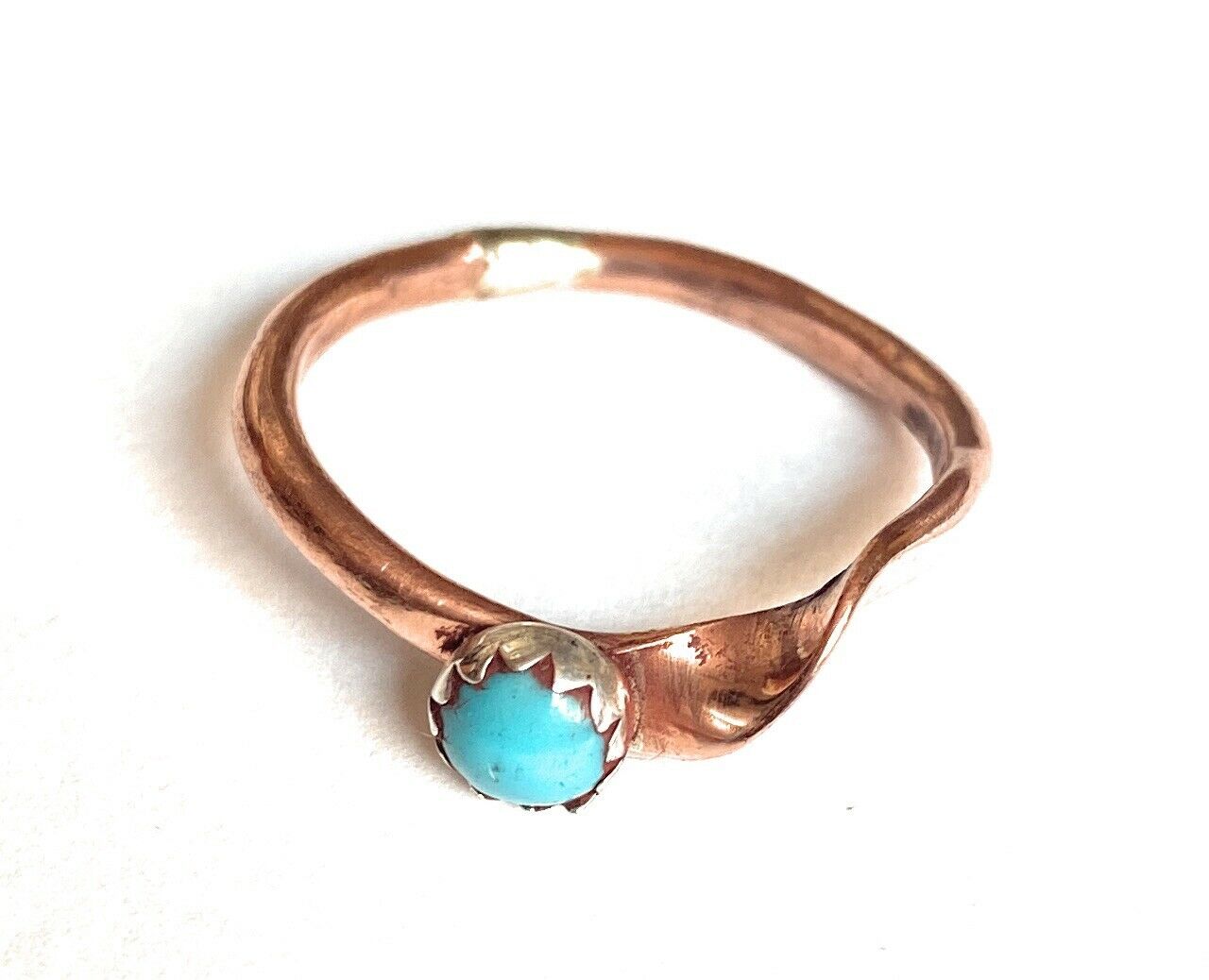 Handcrafted Copper Over Sterling & Turquoise Ring