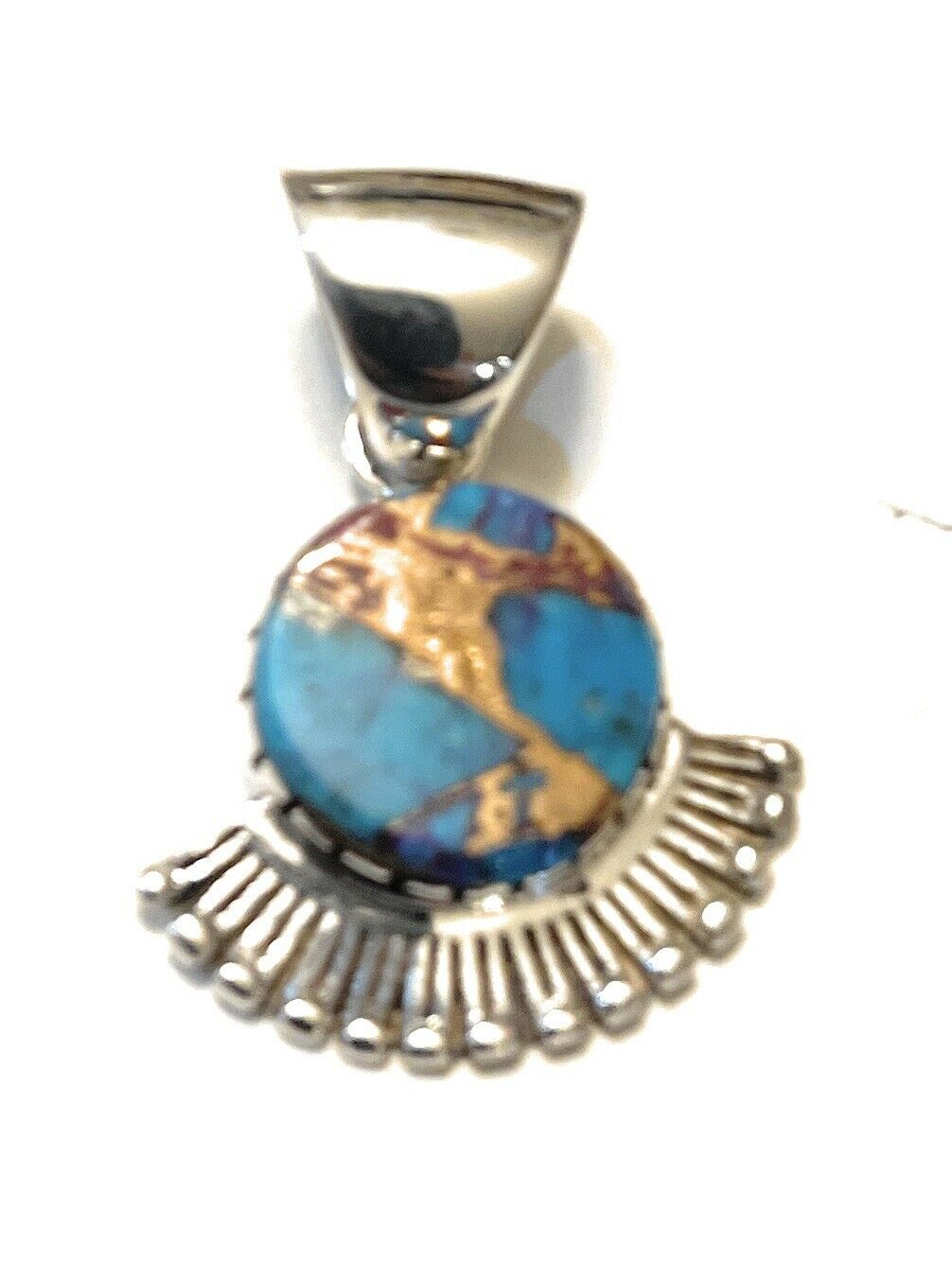 Handcrafted Pink Dream Mojave & Sterling Silver Fancy Fan Pendant