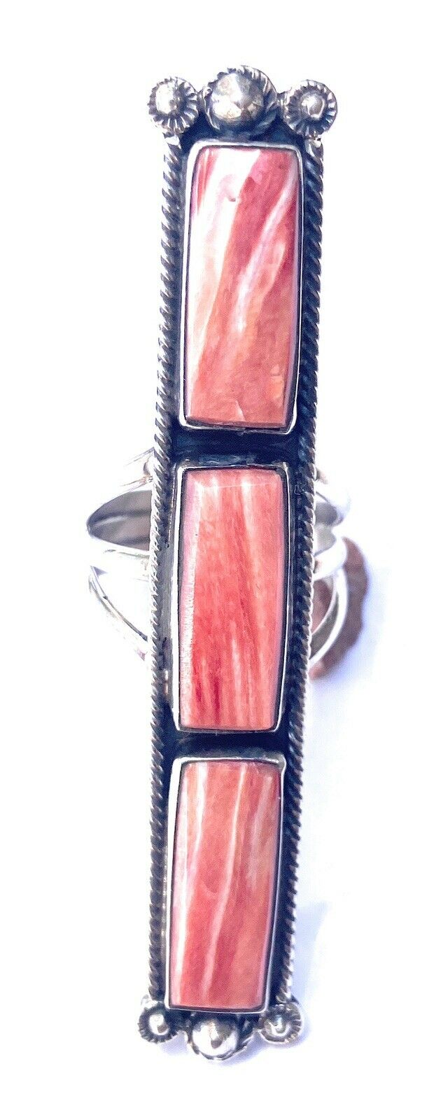 Handcrafted Spiny Oyster & Sterling Silver Ring Size 7.5 Signed