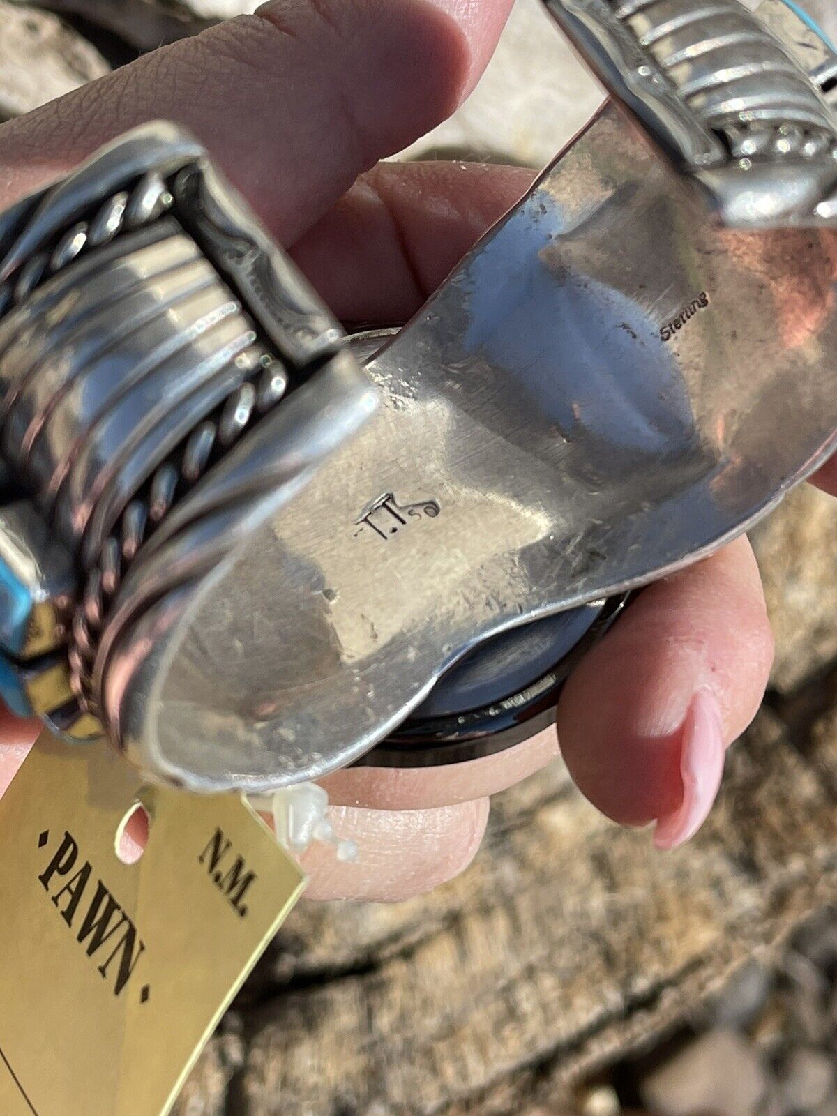 Vintage Navajo Sterling Silver & Kingman Turquoise Non Working Watch Bracelet