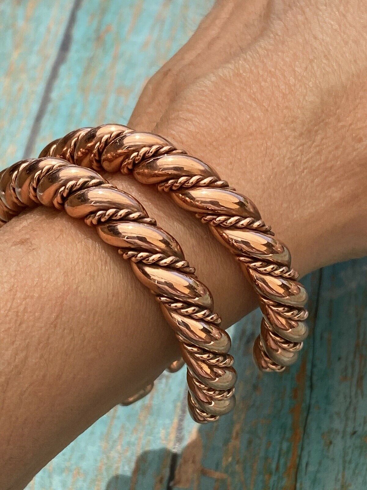 Handcrafted Copper Hand Twisted Bracelet Cuff
