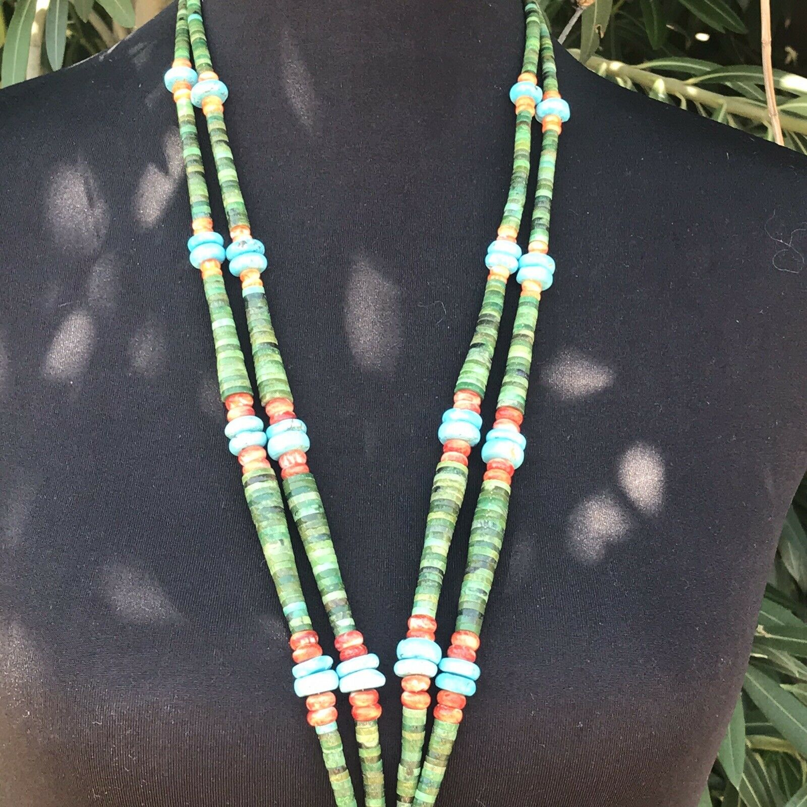 Handcrafted Sterling Multi Stone Heishi Jacla Necklace