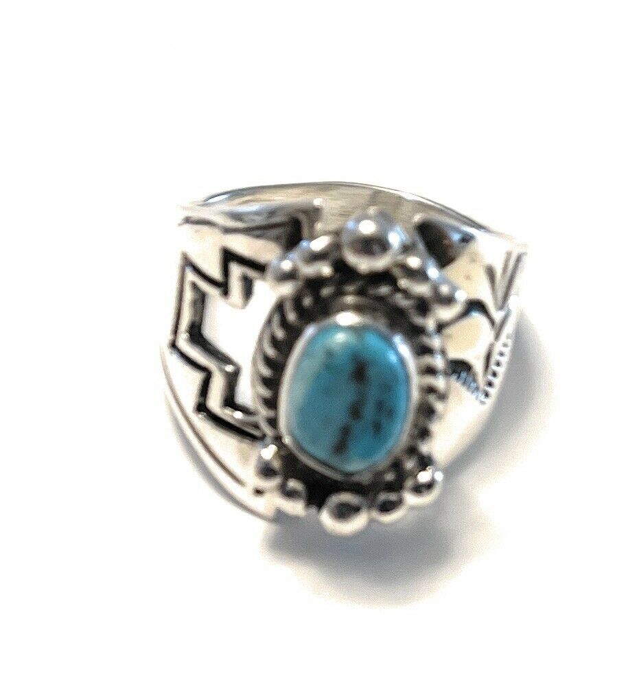 Handcrafted Turquoise And Sterling Silver Adjustable Ring