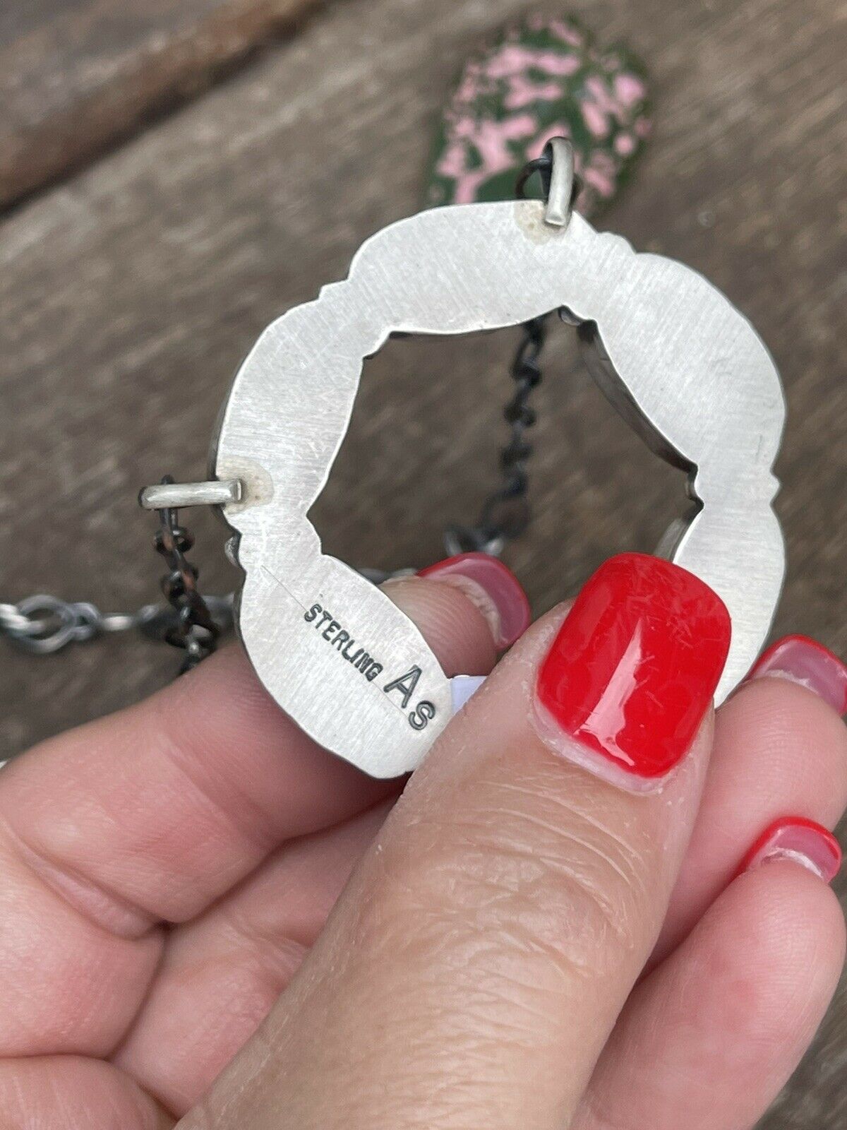 Handcrafted White Buffalo & Sterling Silver Circle Cluster Necklace Signed