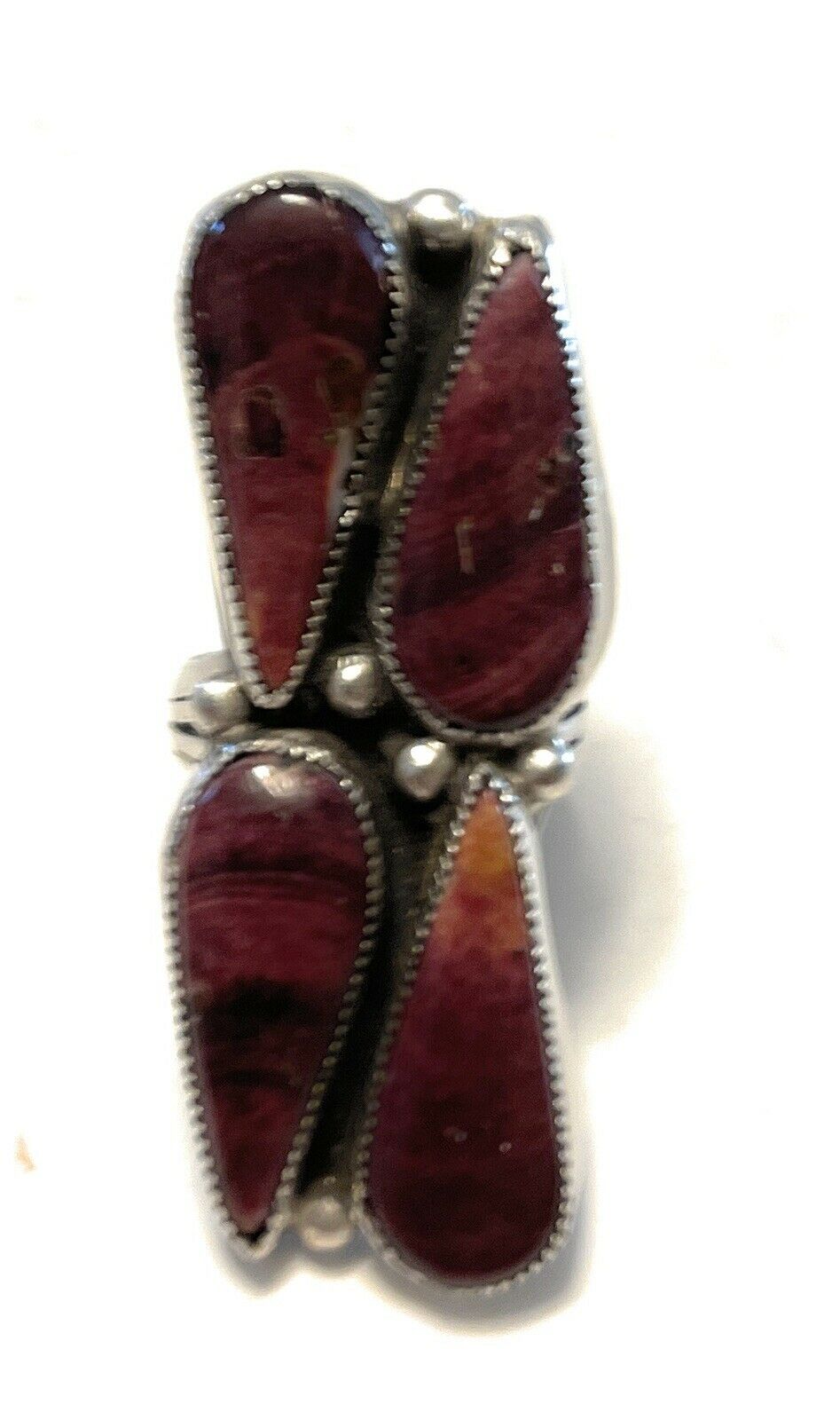 Handcrafted Purple Spiny & Sterling Silver Ring Size 6