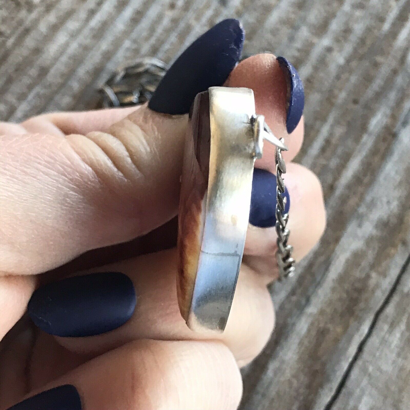 Handcrafted Purple Spiny And Sterling Silver Heart Necklace Signed