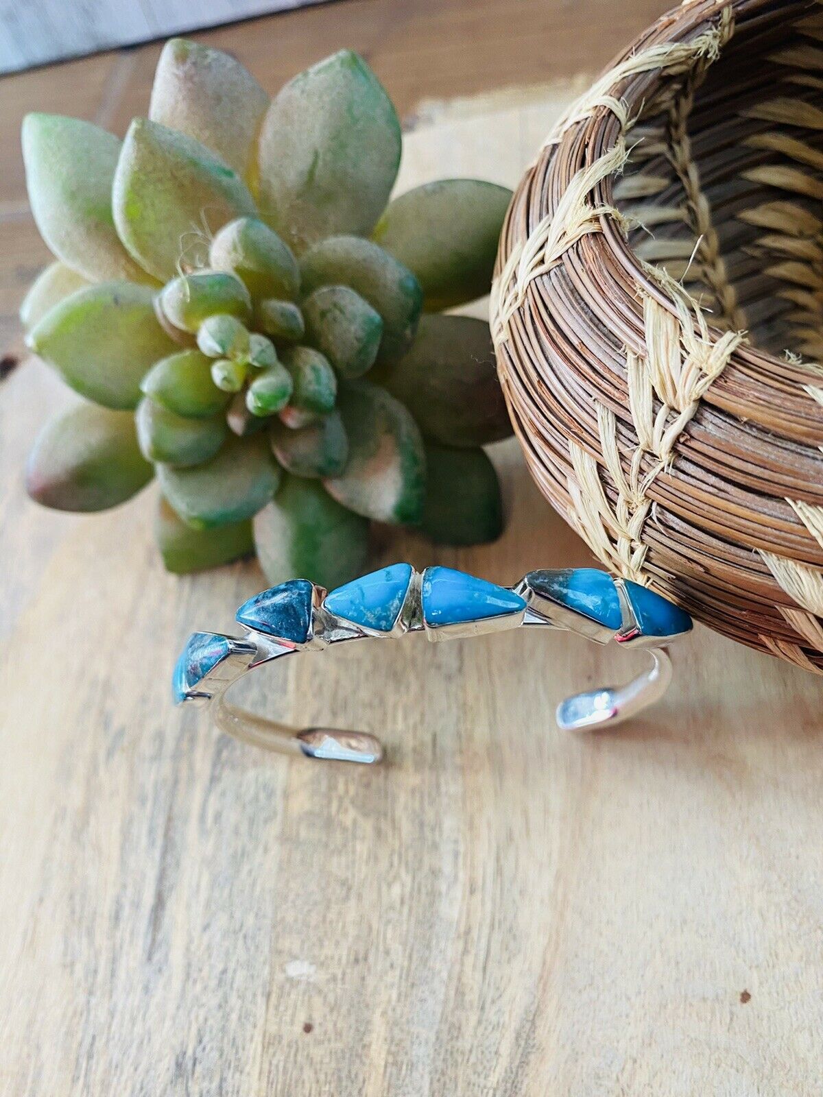 Turquoise & Sterling Silver Stacker Cuff Bracelet