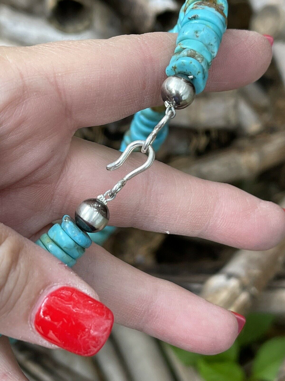 Natural Turquoise & Sterling Silver Tufa Cast Arrow Necklace