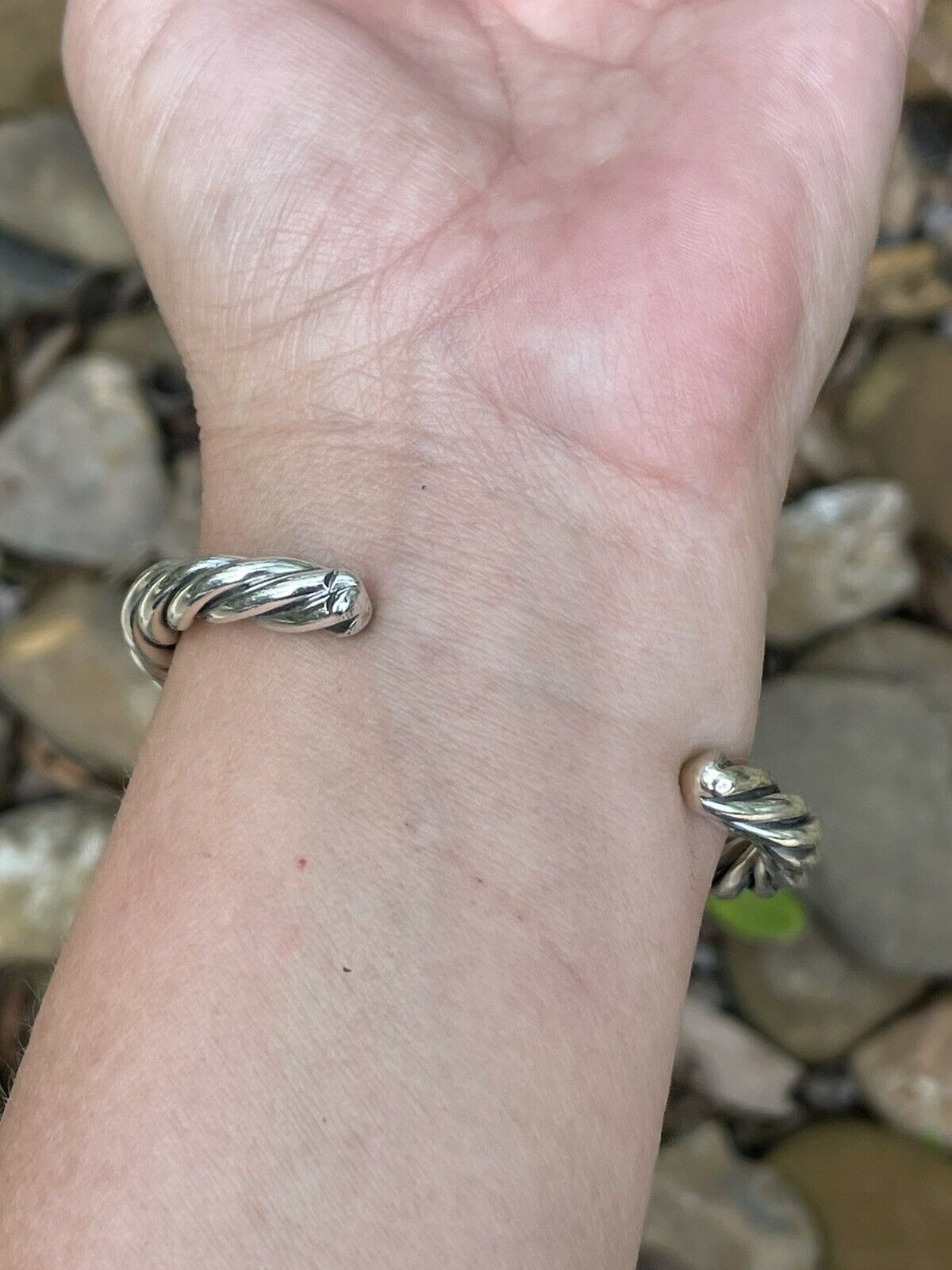 Handcrafted Sterling Sonoran Mountain Turquoise Rope Style Bracelet Cuff