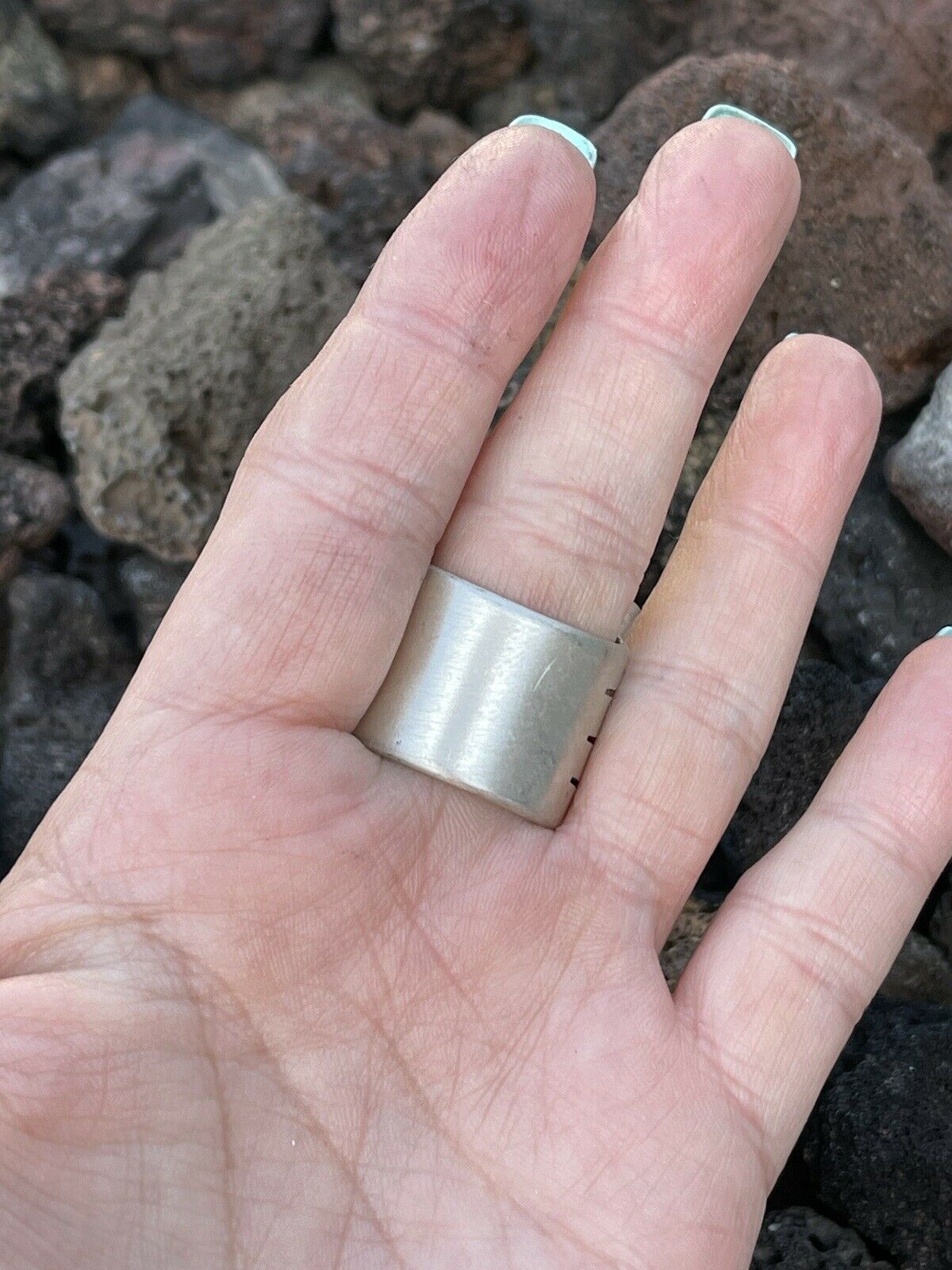 Navajo Sterling Sonoran Gold And Golden Hills Turquoise Cluster Ring Size 8.5