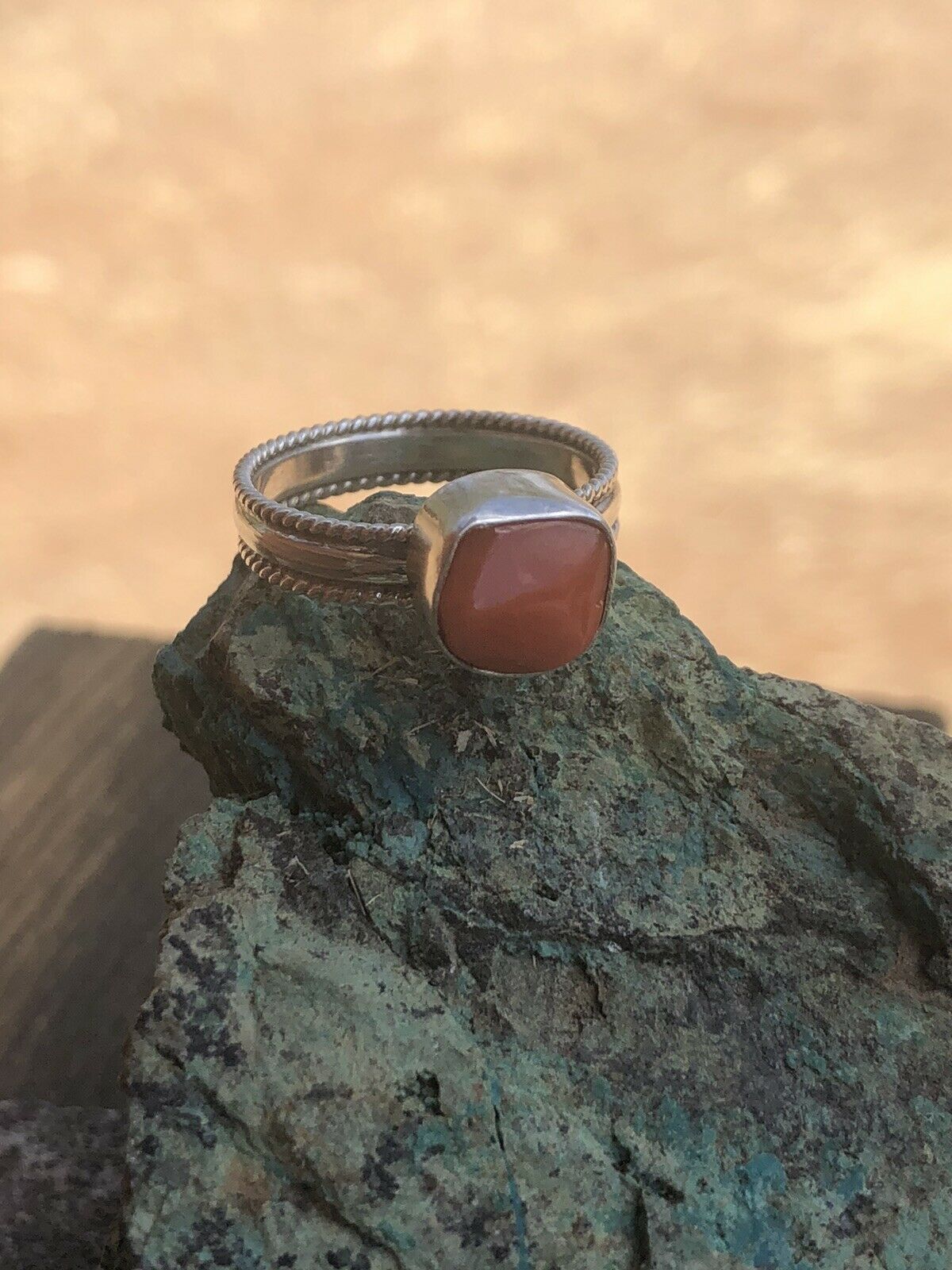 Handcrafted Natural Coral & Sterling Silver ring